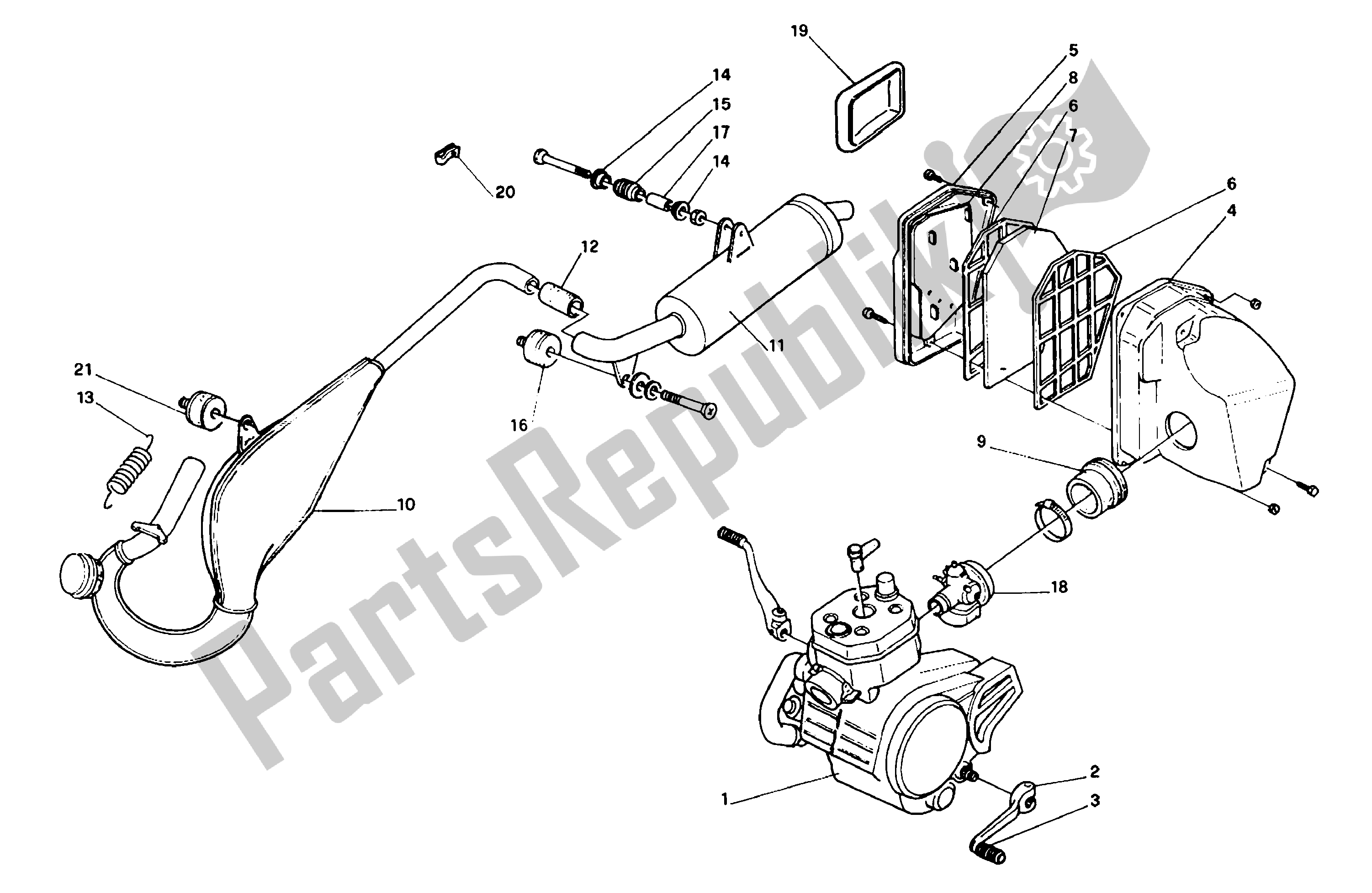 Todas las partes para Conjunto De Escape de Aprilia Tuareg 50 1990 - 1992