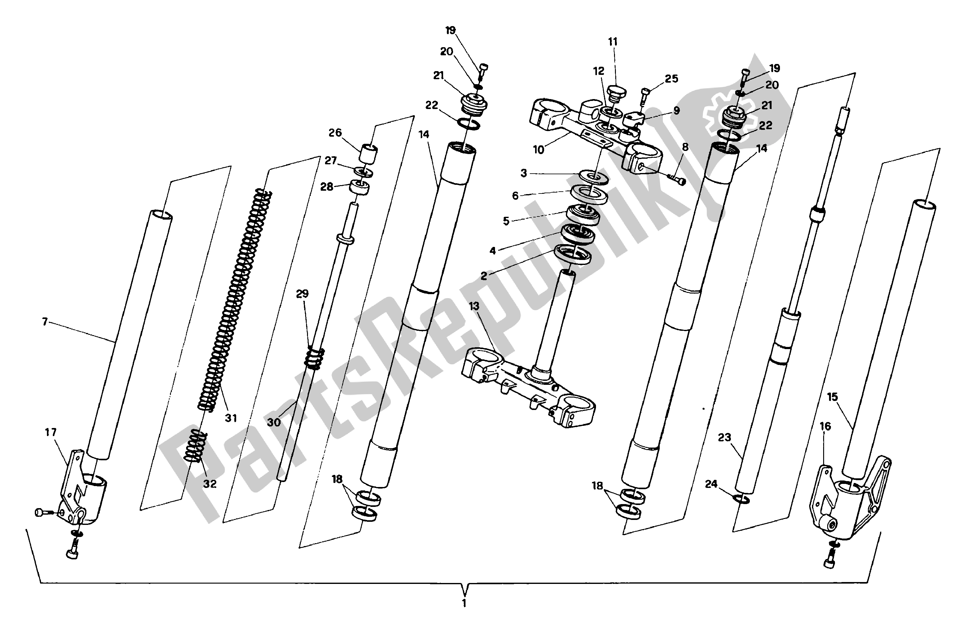 All parts for the Front Fork I. M. «a» of the Aprilia Tuareg 50 1990 - 1992