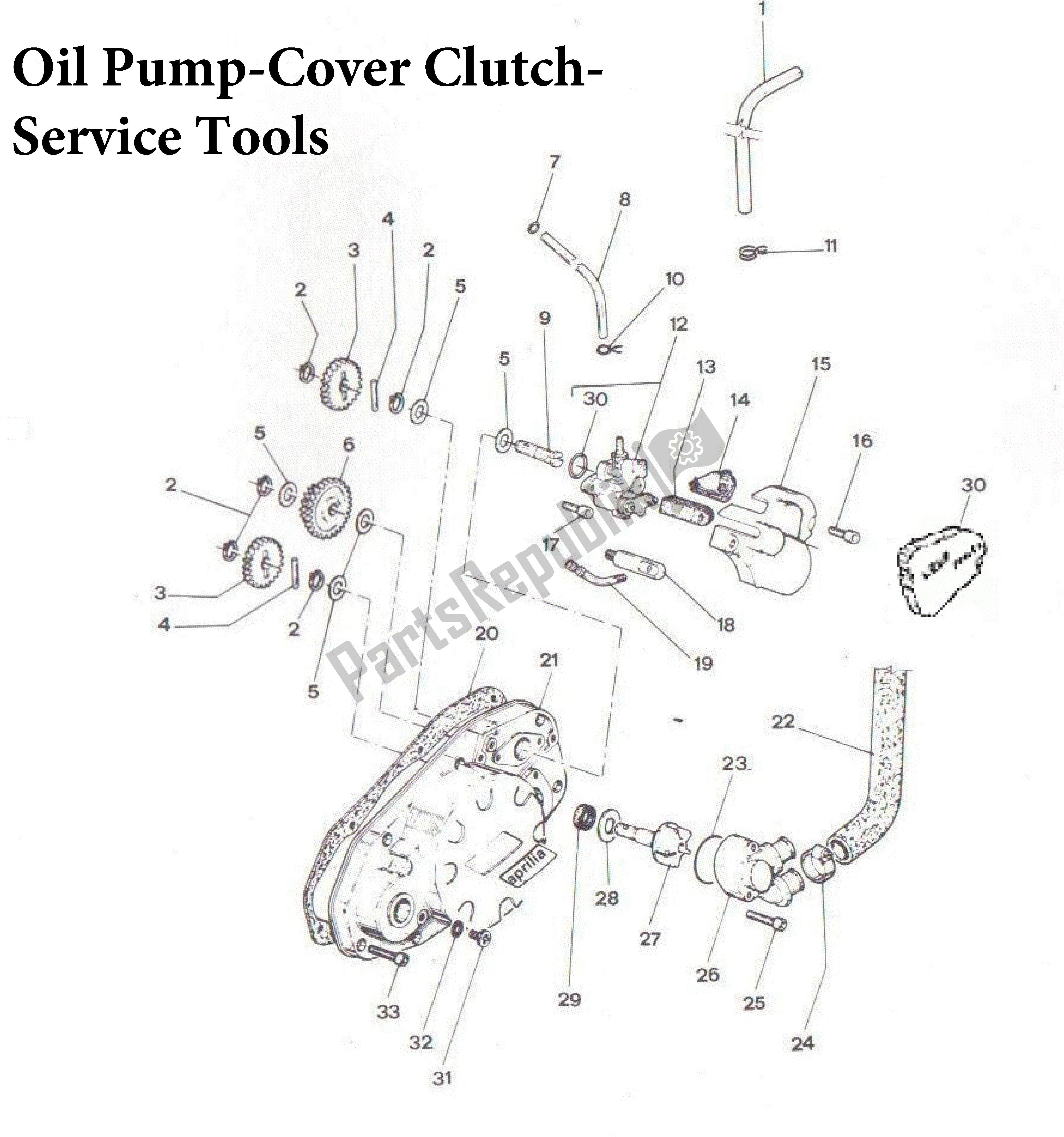 Tutte le parti per il Strumenti Di Manutenzione Della Frizione Del Coperchio Della Pompa Dell'olio del Aprilia Tuareg 50 1990 - 1992