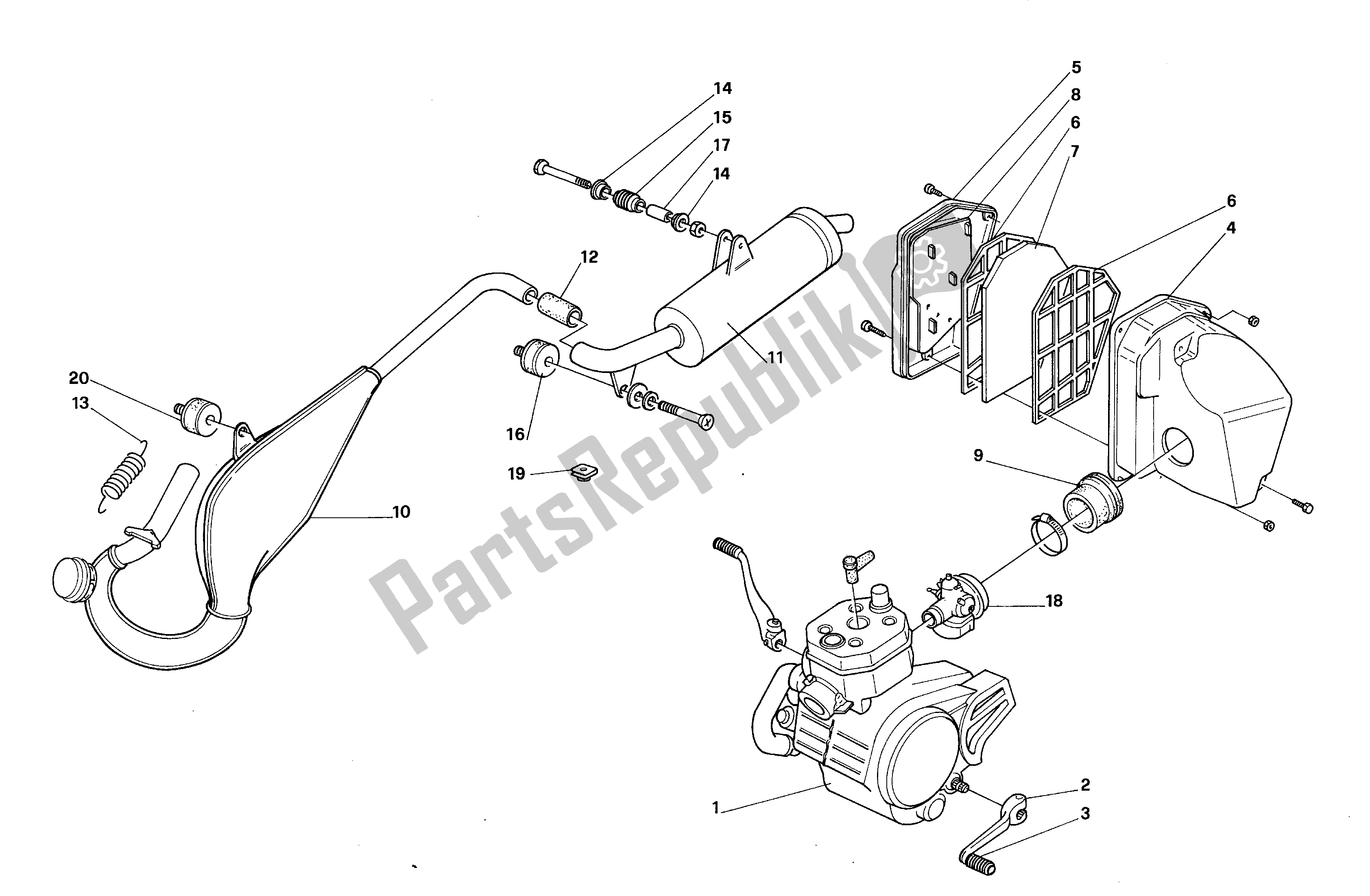 Todas las partes para Conjunto De Escape de Aprilia RX 50 1990