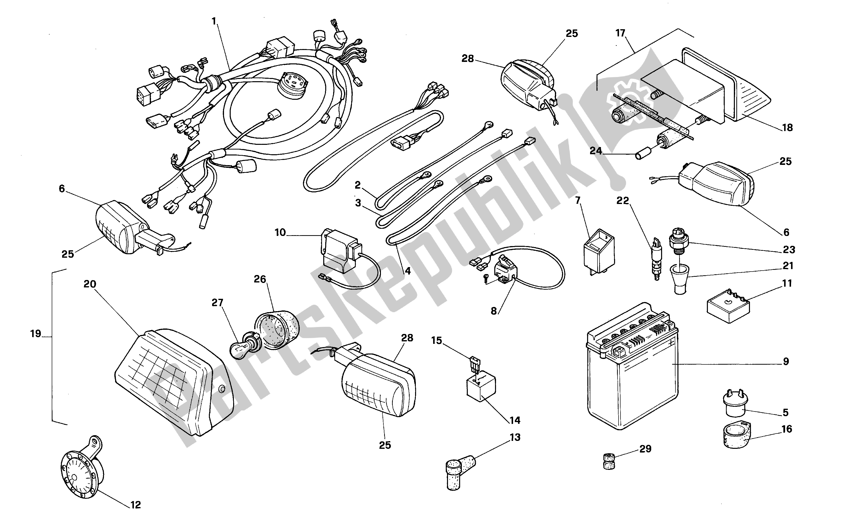 All parts for the Electrical System of the Aprilia RX 50 1990