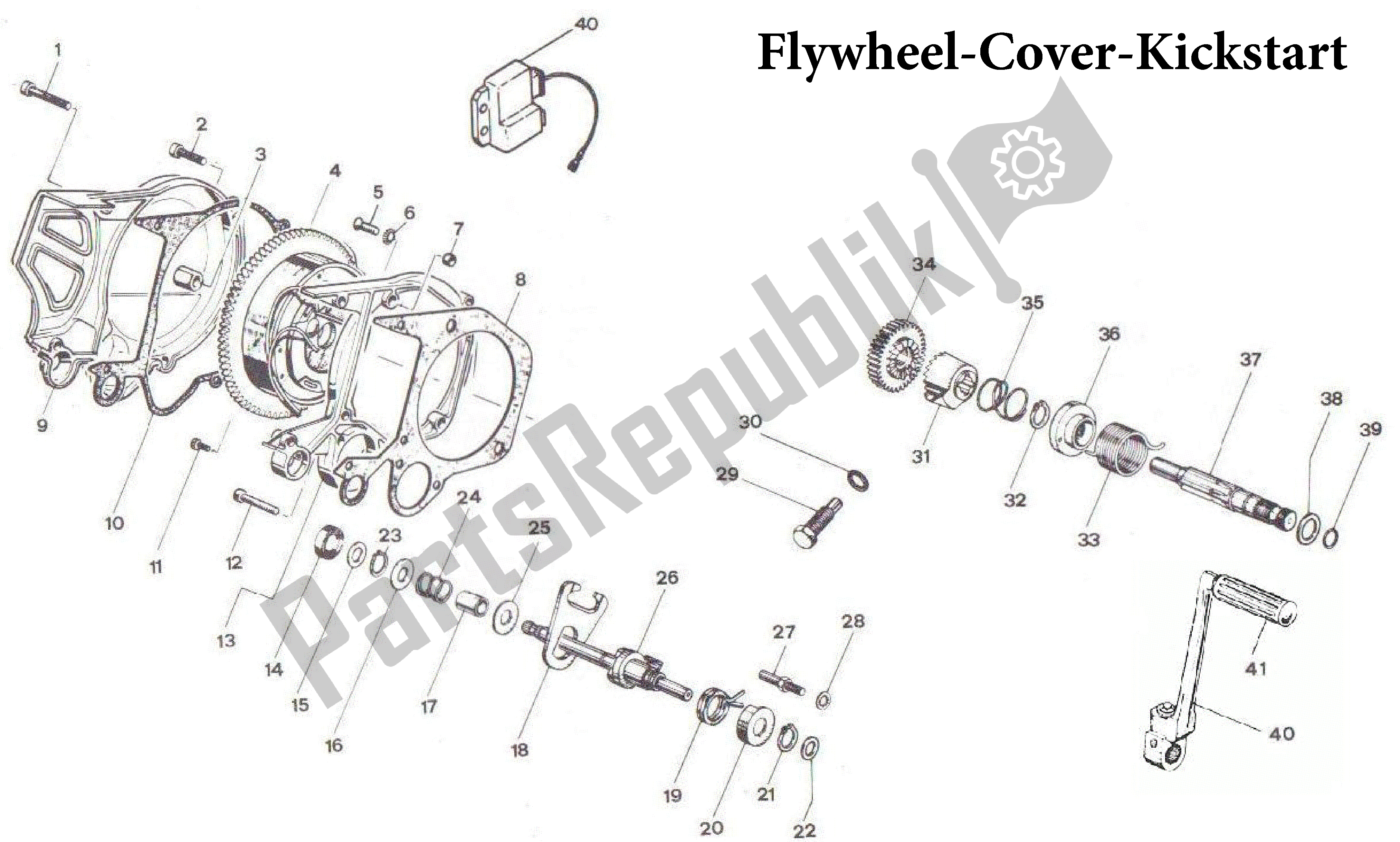 Tutte le parti per il Volano-cover-kickstart del Aprilia RX 50 1990