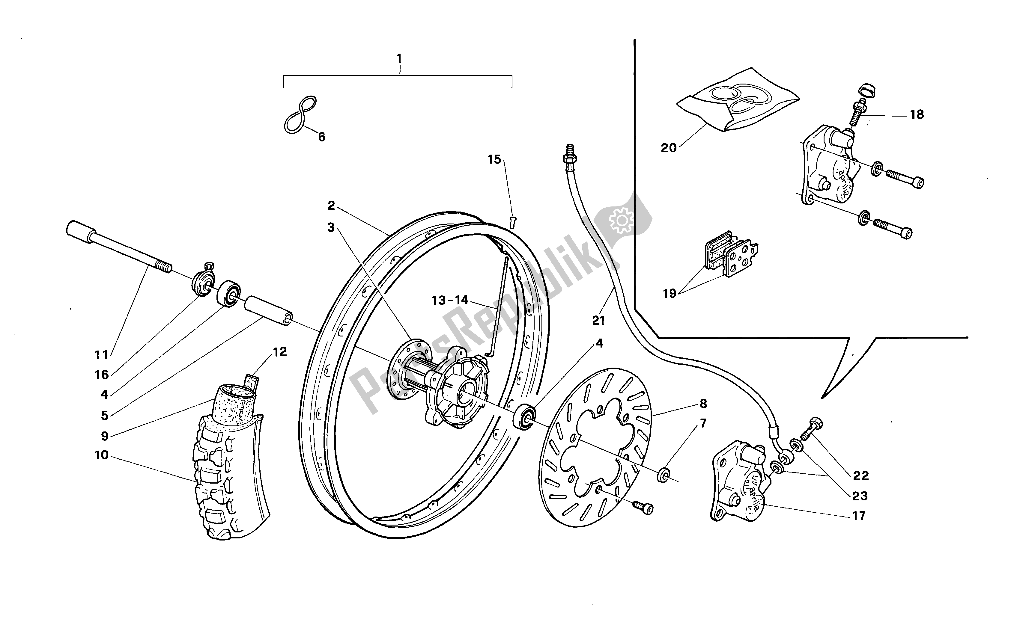 Tutte le parti per il Ruota Anteriore del Aprilia RX 50 1991