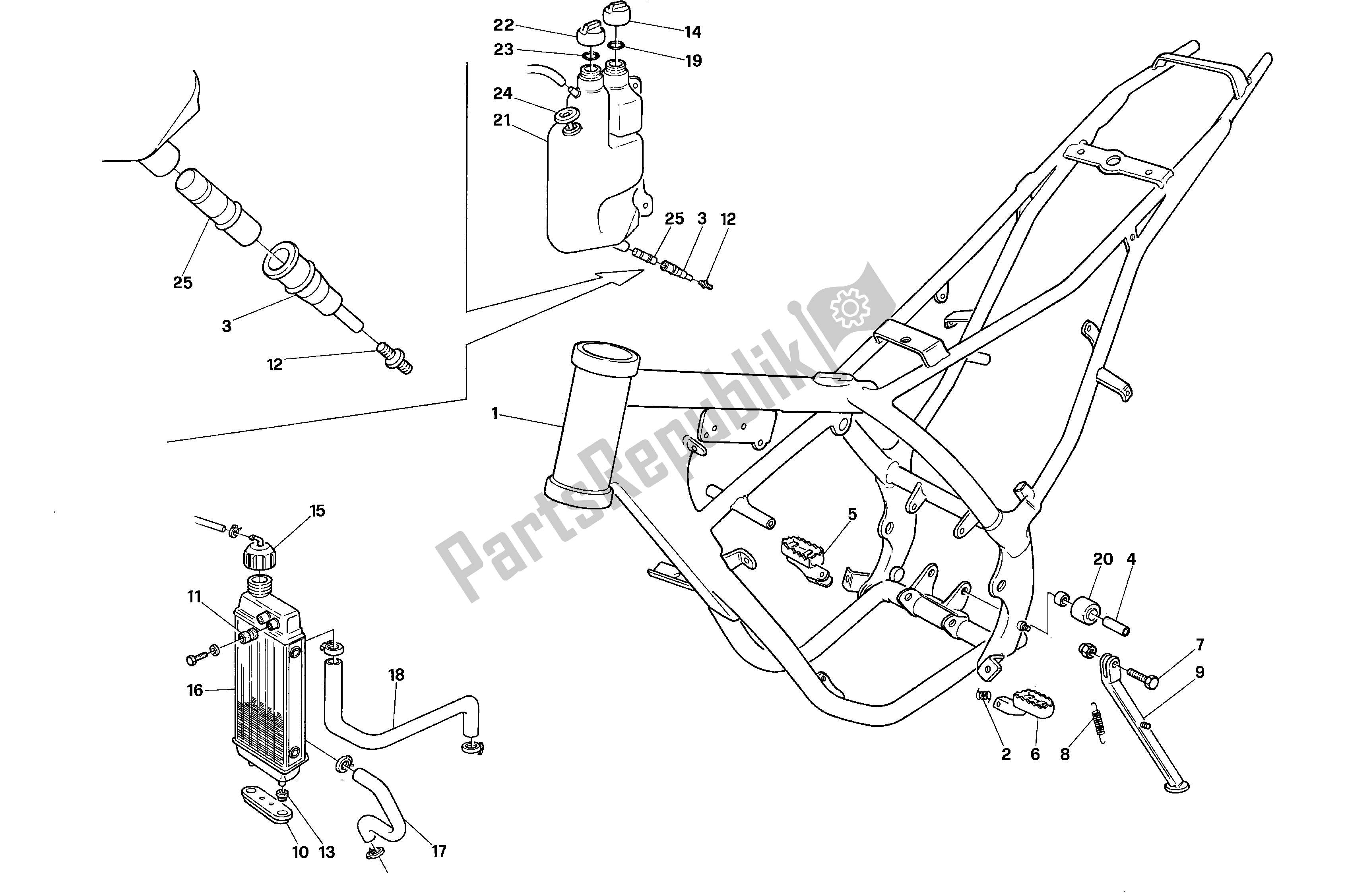 All parts for the Frame of the Aprilia RX 50 1991