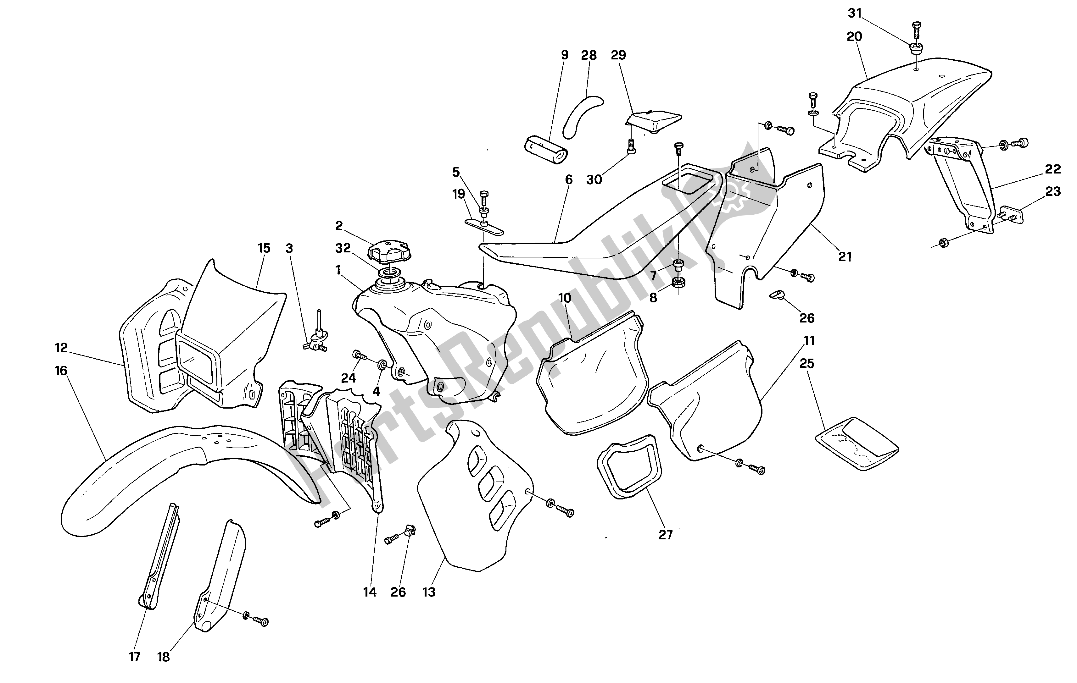 Tutte le parti per il Corpo del Aprilia RX 50 1991