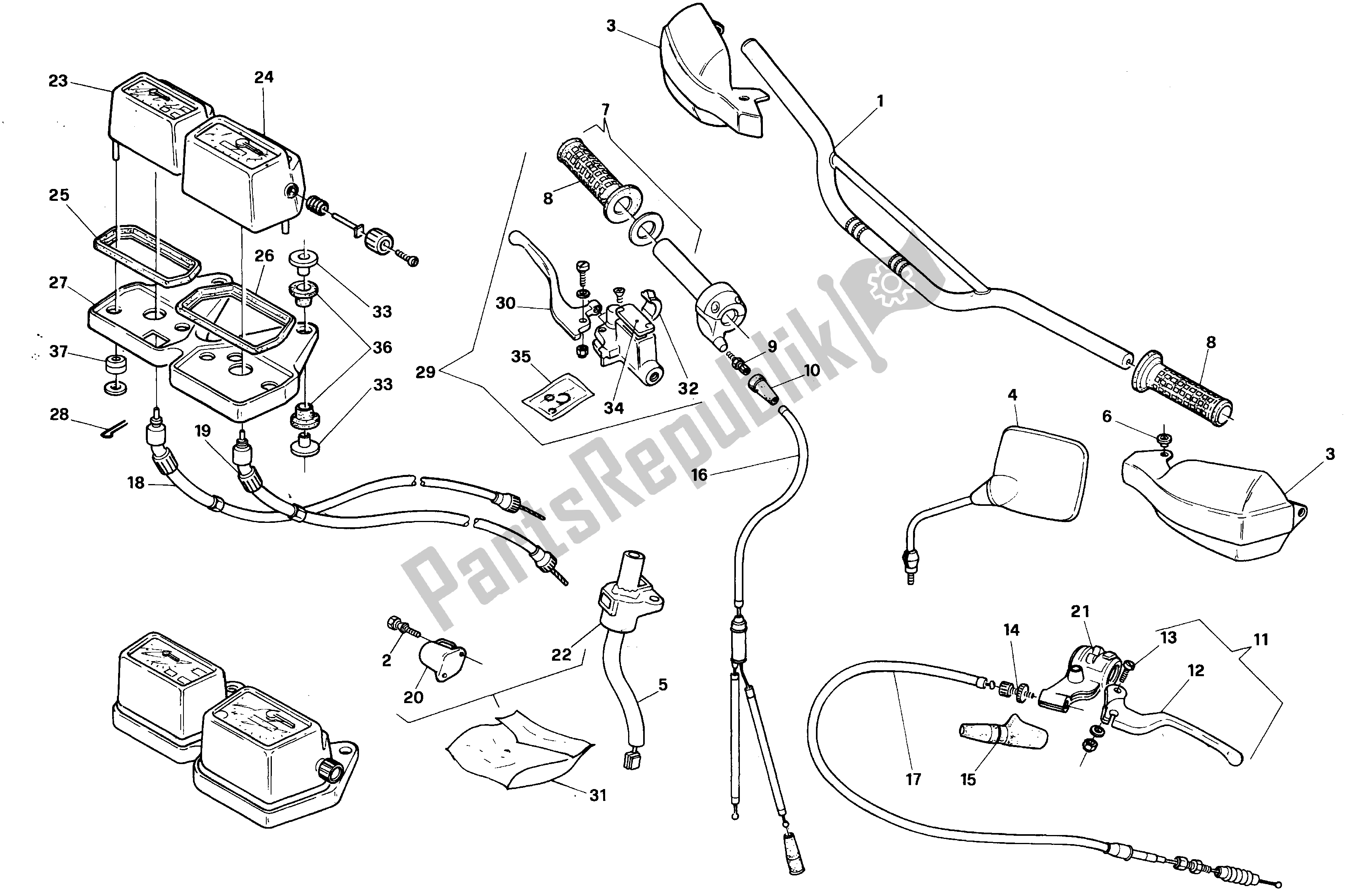 Alle Teile für das Lenker Und Befehle des Aprilia RX 50 1991