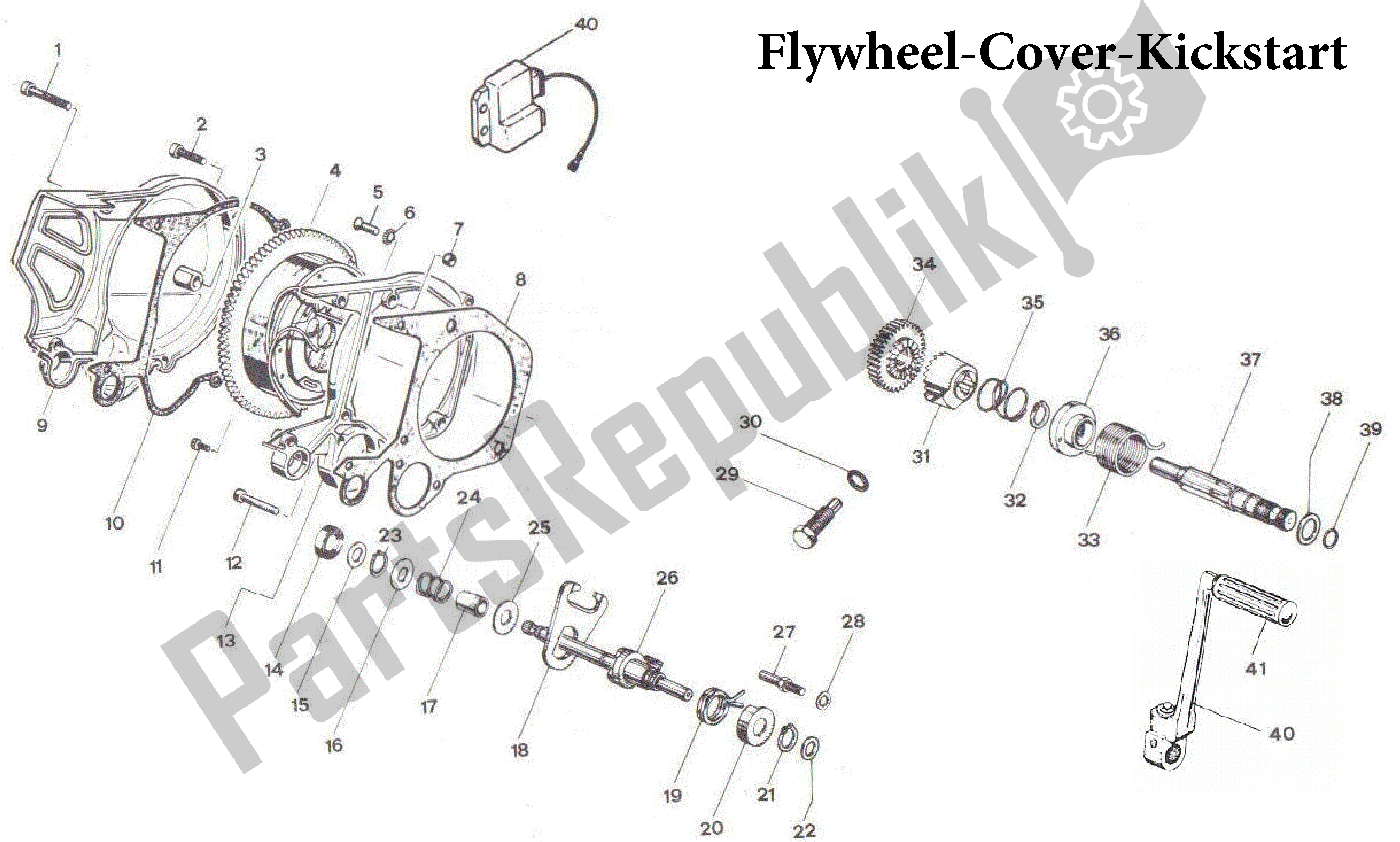 Tutte le parti per il Volano-cover-kickstart del Aprilia RX 50 1991