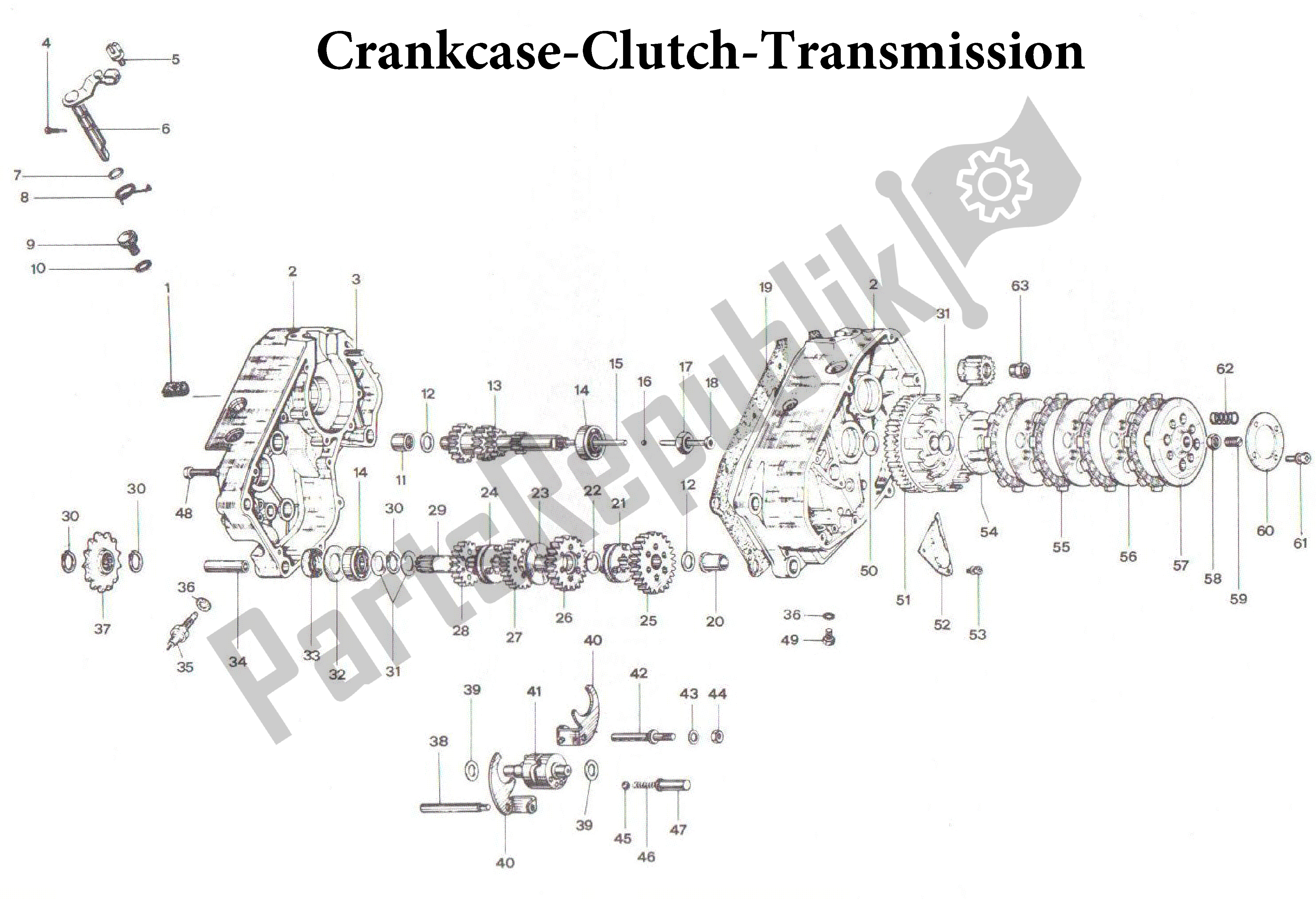 All parts for the Crankcase-clutch-transmission of the Aprilia RX 50 1991