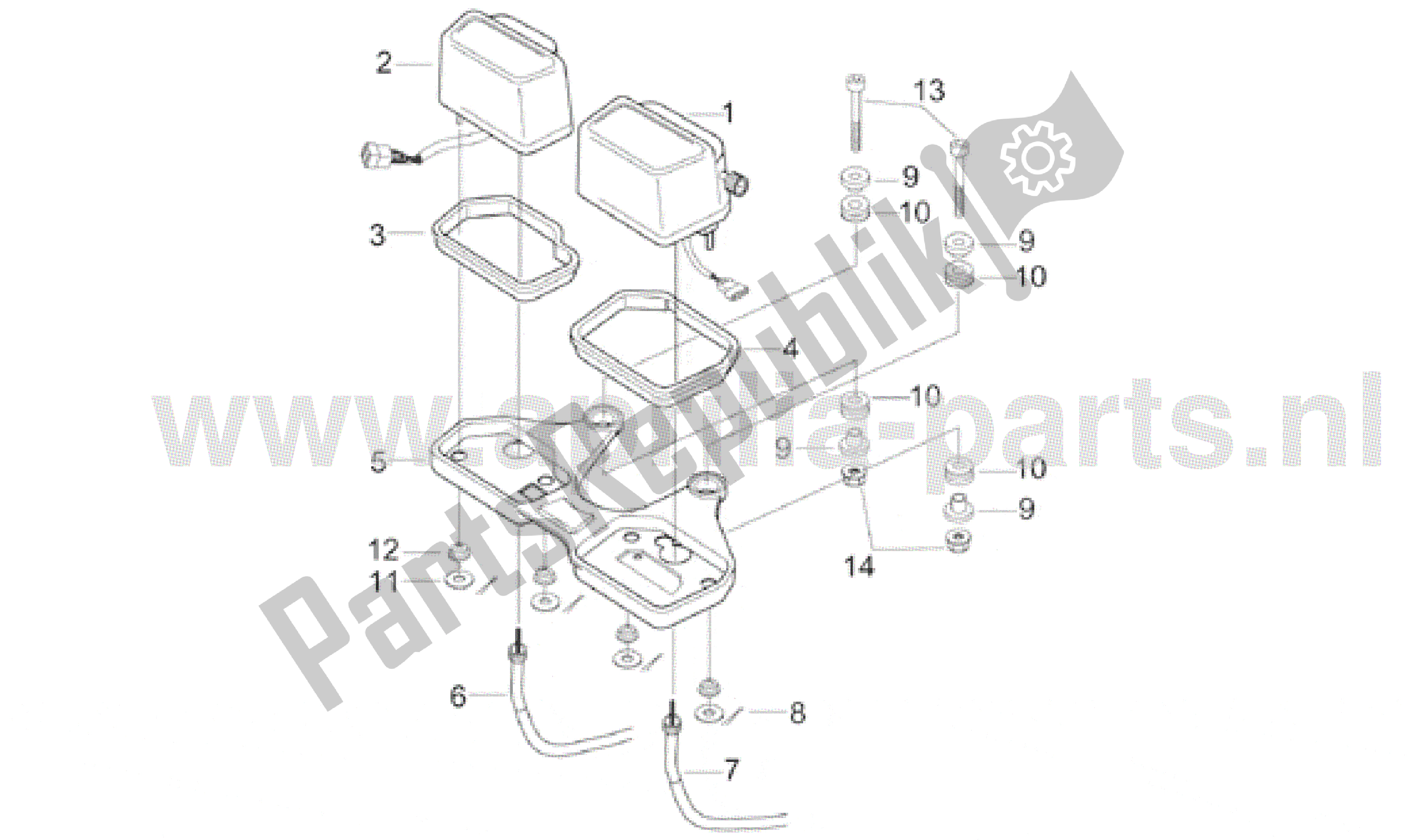 All parts for the Dashboard of the Aprilia RX 50 1995 - 2000