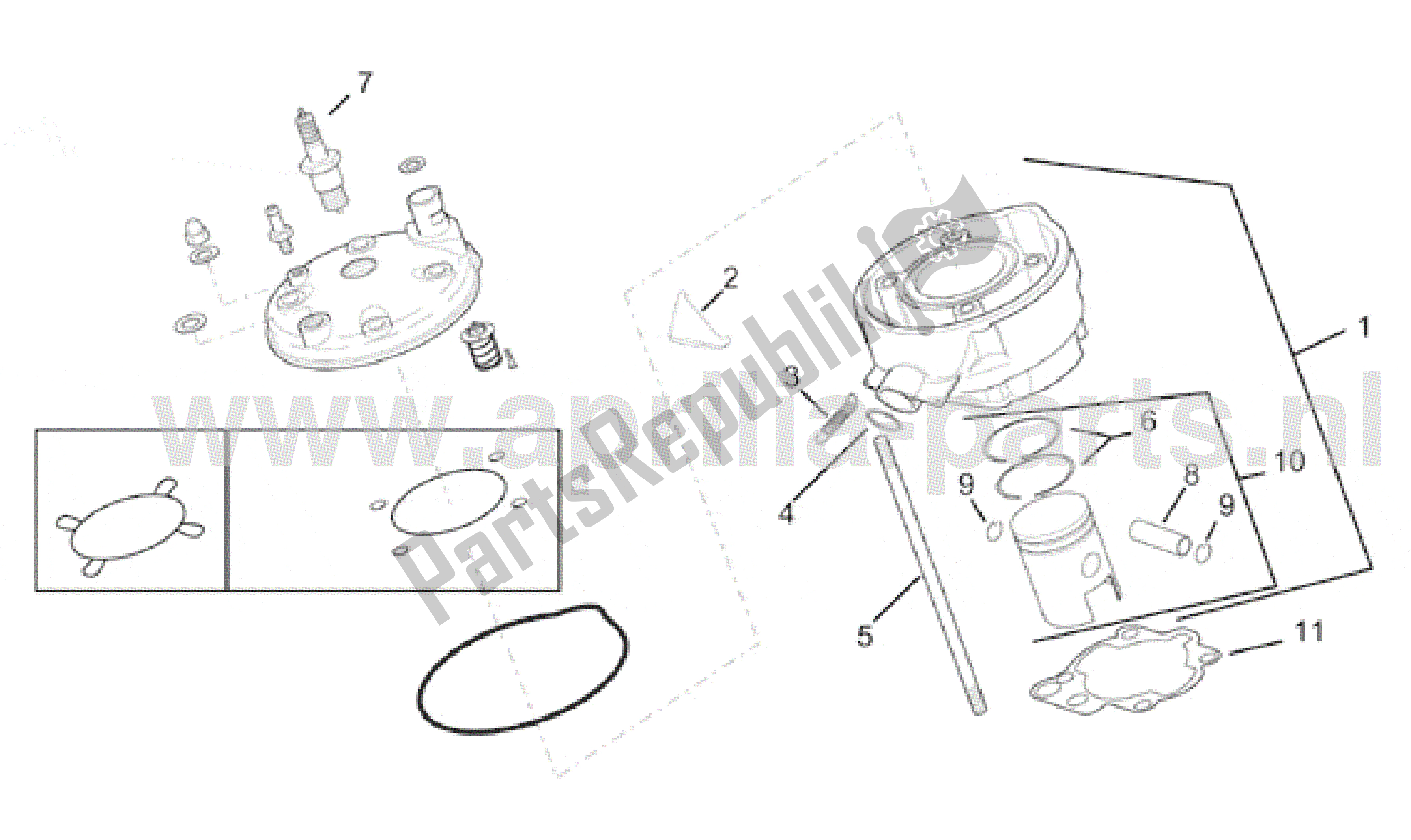 Todas las partes para Pistón de Aprilia RX 50 1995 - 2000