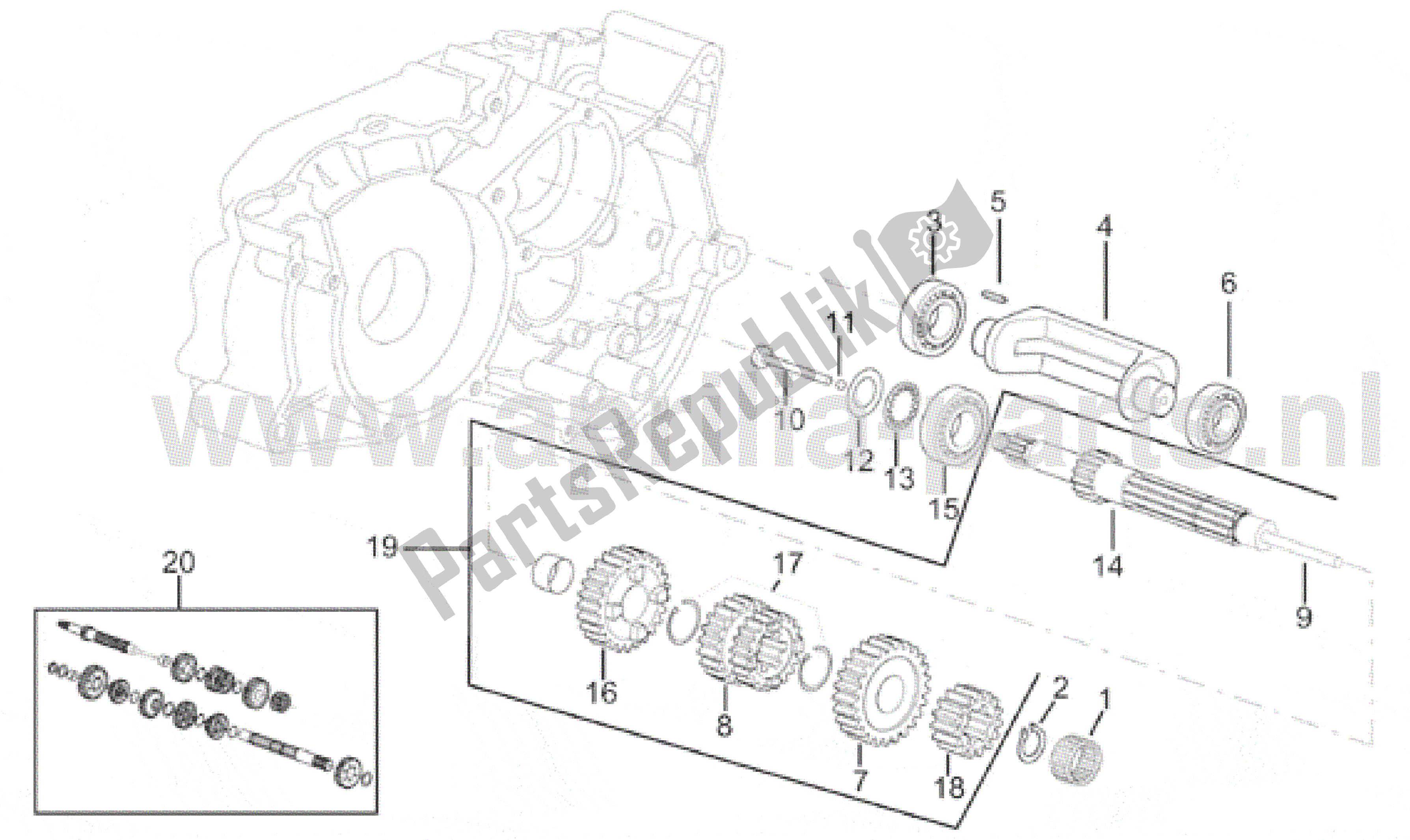 Alle Teile für das Primärzahnradwelle des Aprilia RX 50 1995 - 2000