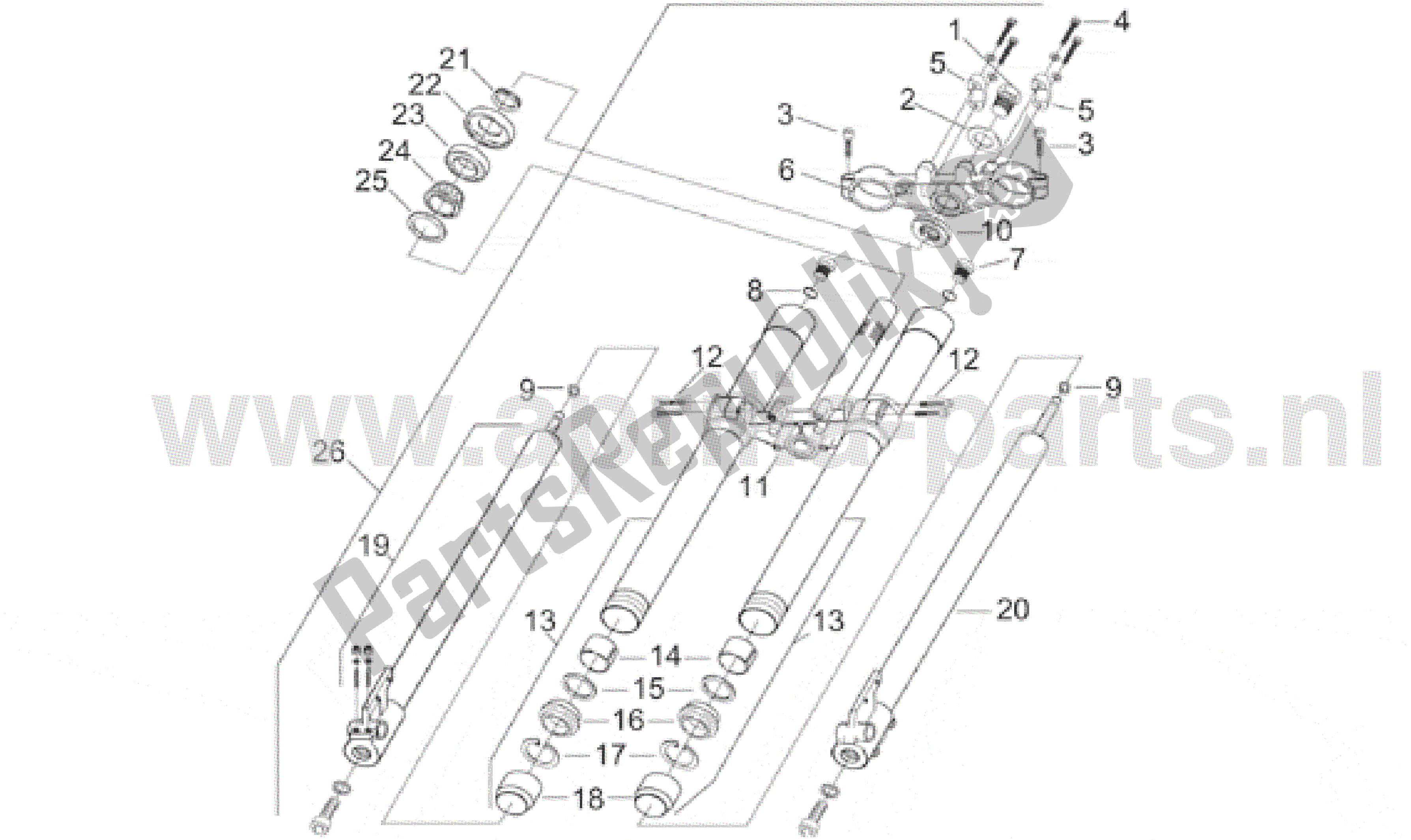 All parts for the Front Fork of the Aprilia RX 50 1995 - 2000