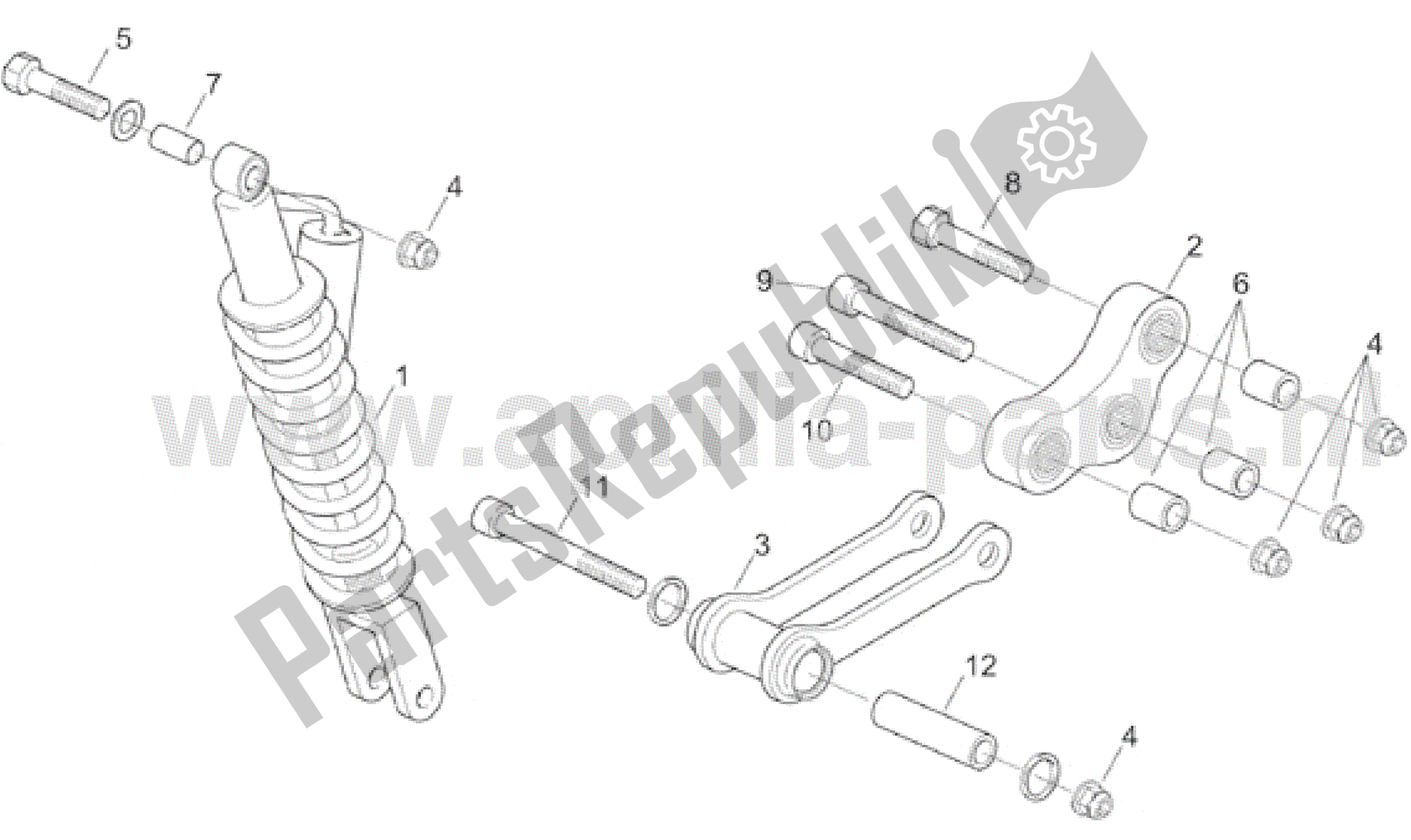 Todas as partes de Amortecedor Traseiro do Aprilia RX 50 1995 - 2000