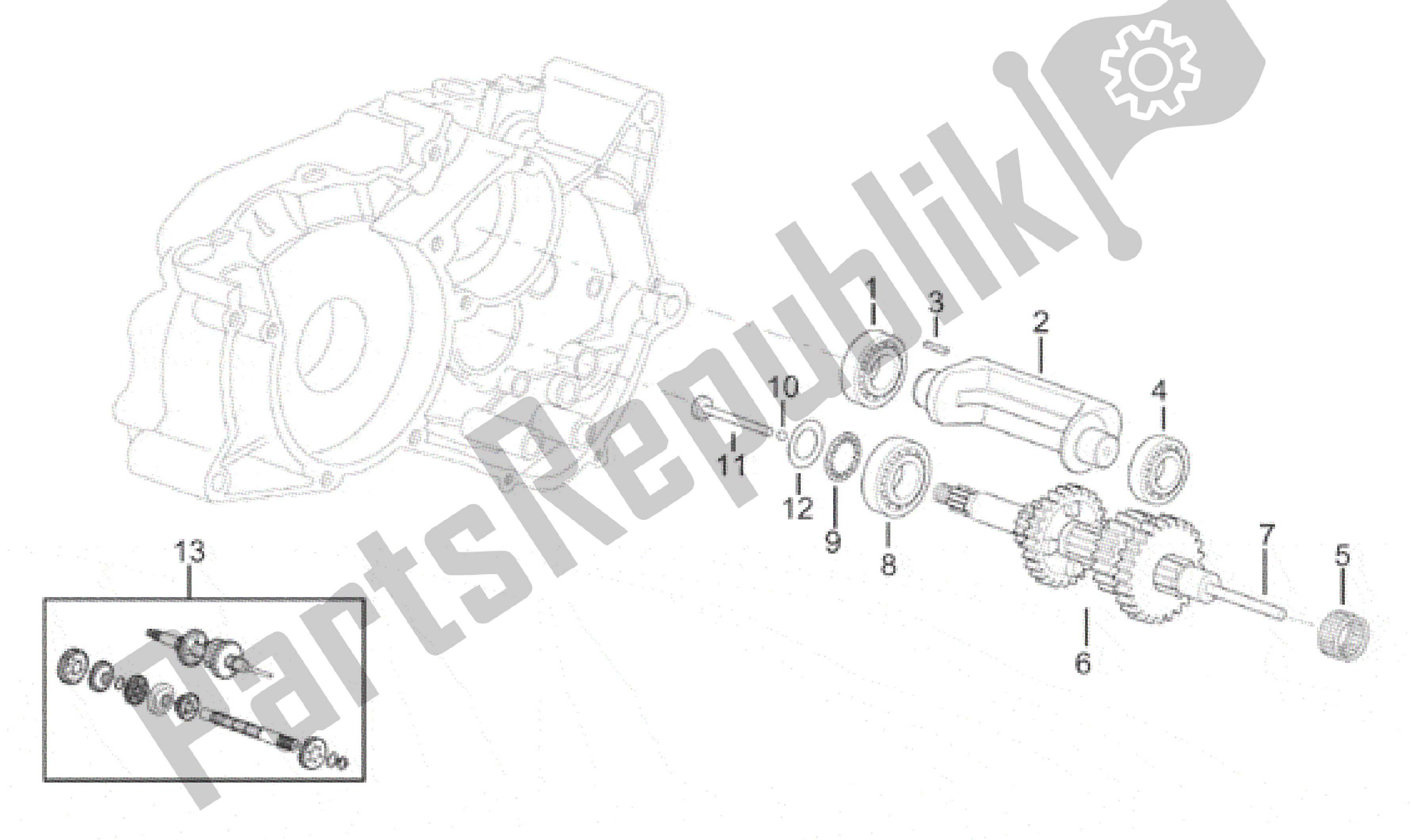 Todas las partes para Eje Primario 4 Velocidades de Aprilia RX 50 1995 - 2000