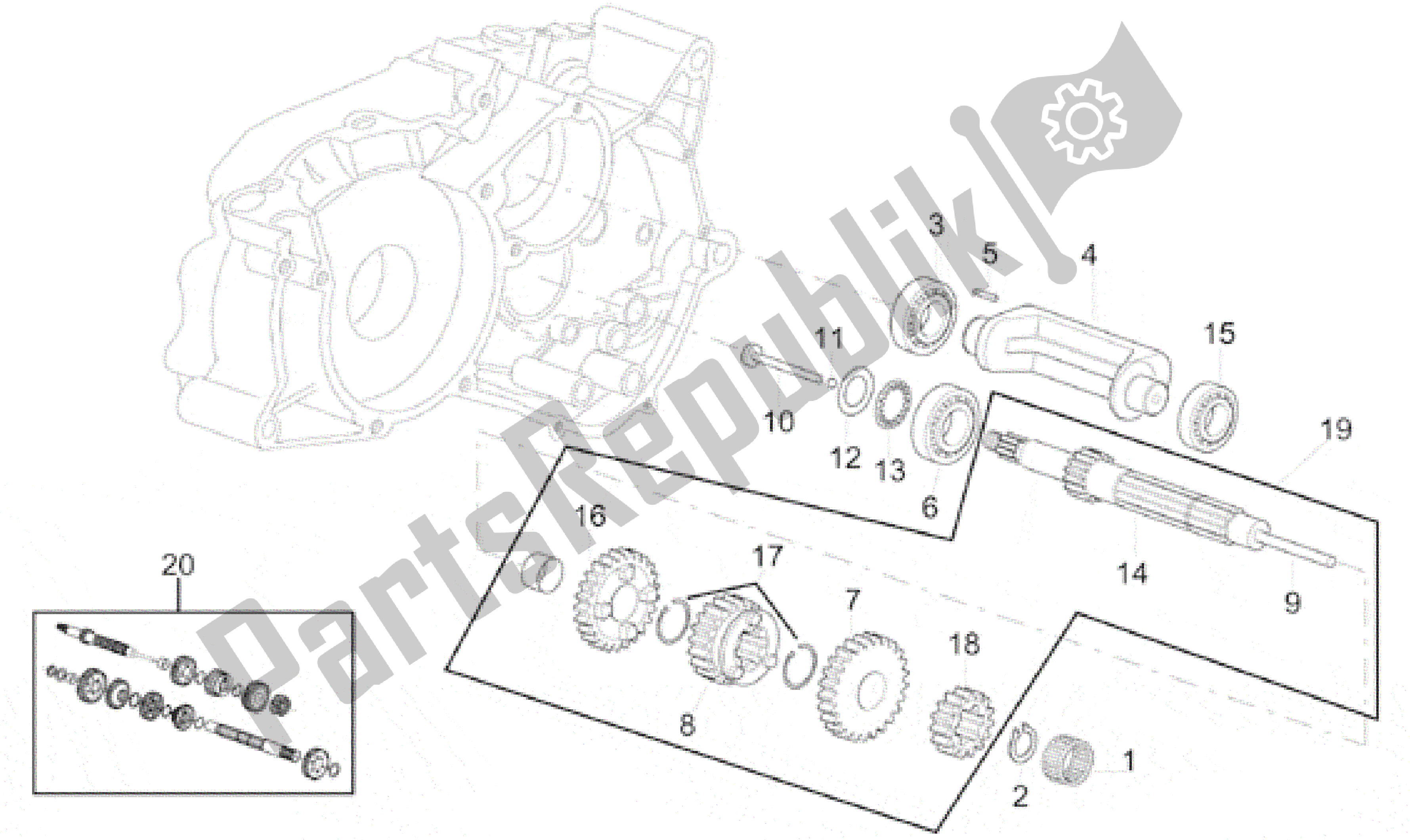 Todas las partes para Engranaje Primario Eje 5 Velocidades de Aprilia RX 50 1995 - 2000