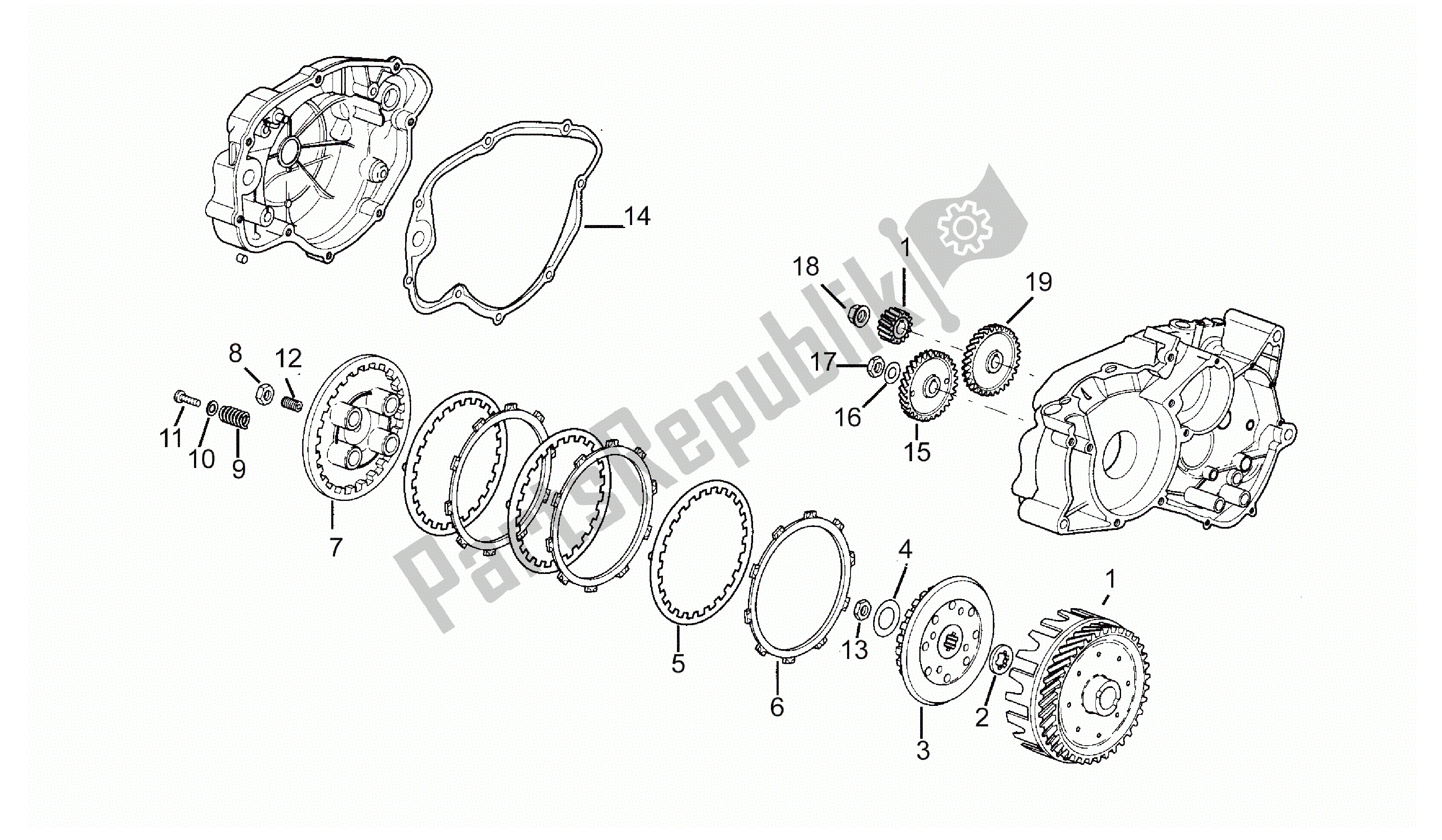 Todas as partes de Embreagem do Aprilia RX 50 1995 - 2000