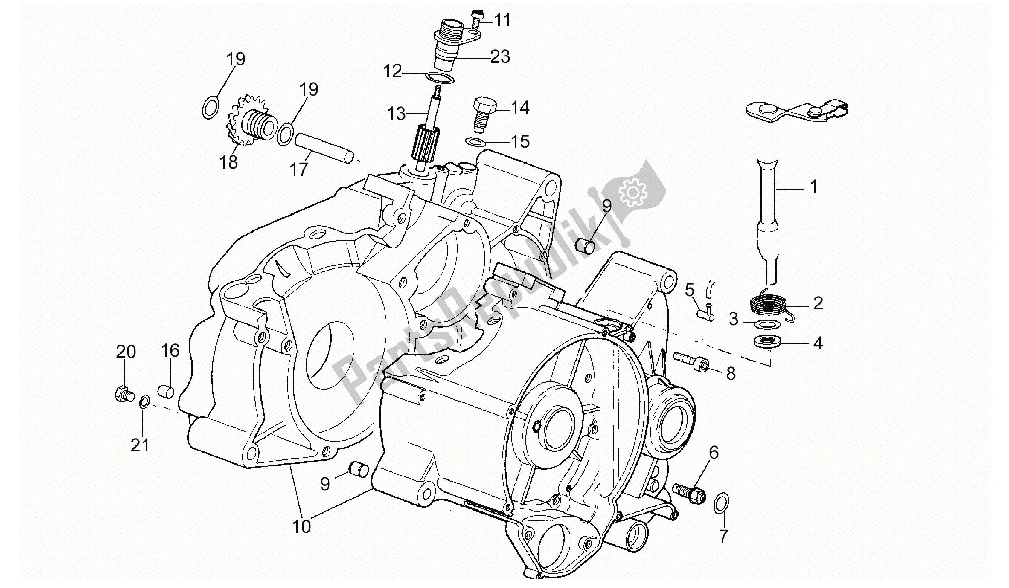 Alle Teile für das Kurbelgehäuse des Aprilia RX 50 1995 - 2000