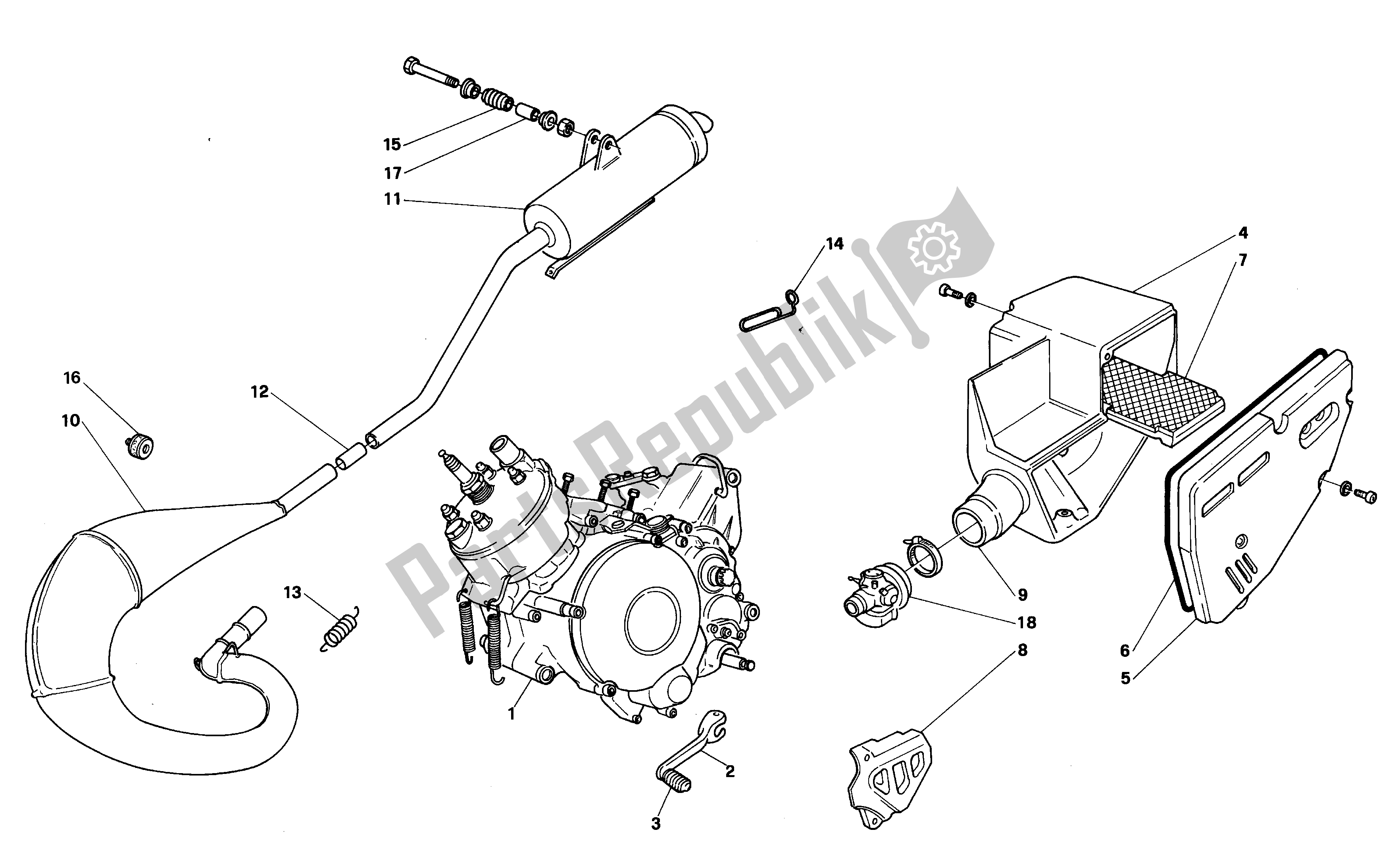 Todas las partes para Conjunto De Escape de Aprilia Pegaso 50 1992