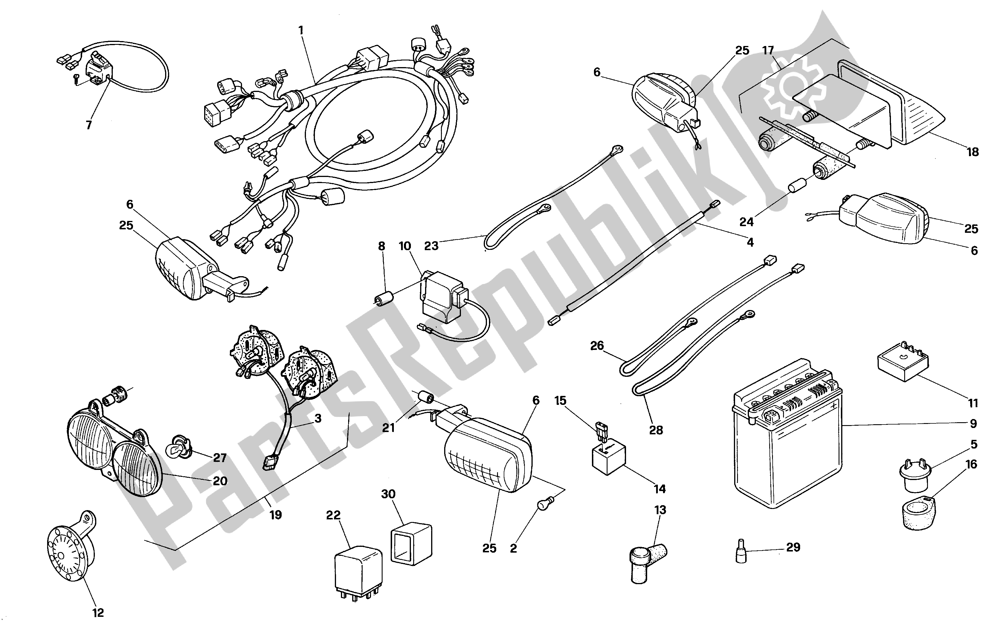 All parts for the Electrical System of the Aprilia Pegaso 50 1992