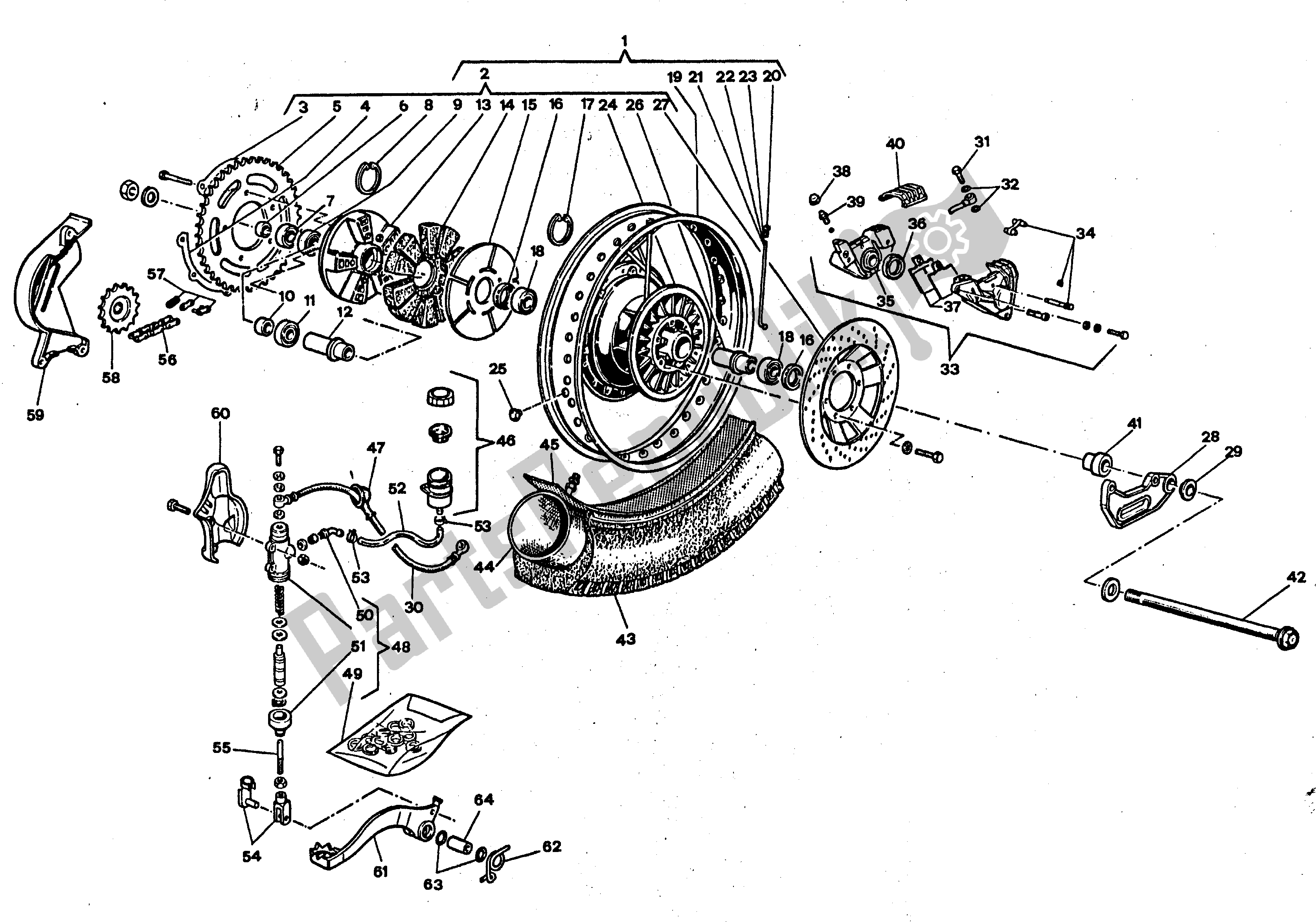 Todas as partes de Roda Traseira do Aprilia Tuareg 350 1986 - 1988