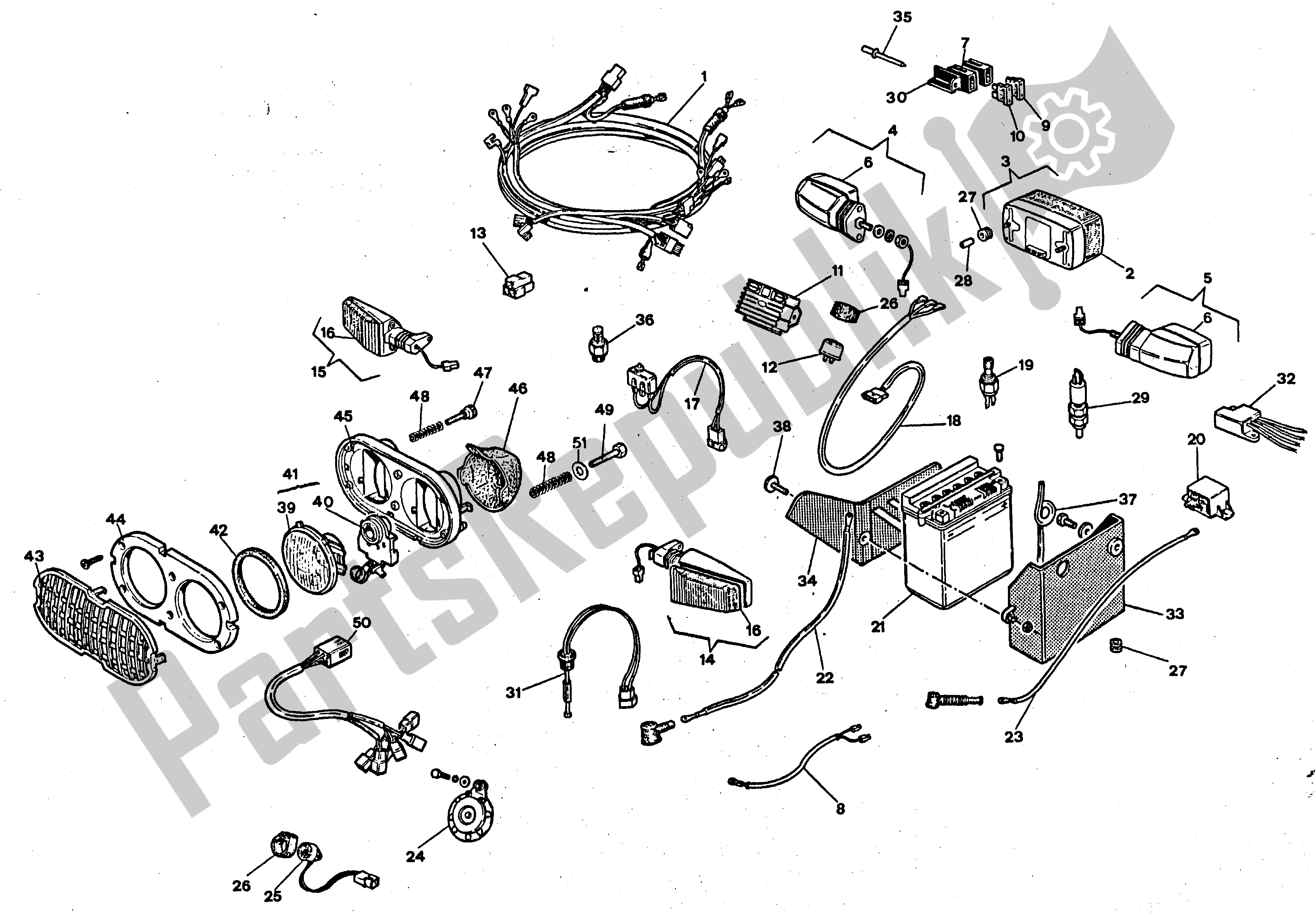 All parts for the Electrical System of the Aprilia Tuareg 350 1986 - 1988