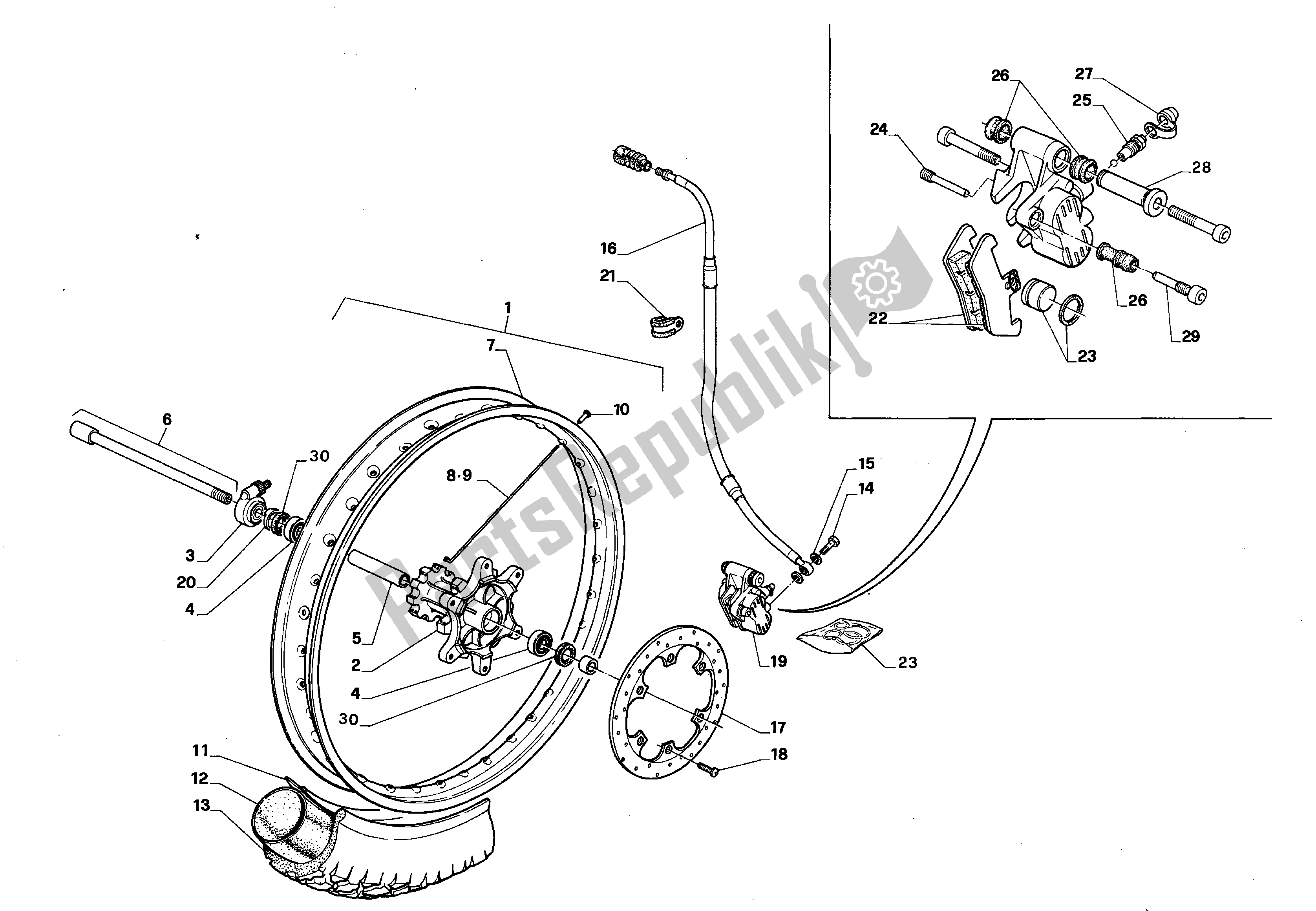 Tutte le parti per il Ruota Anteriore del Aprilia Tuareg 600 1988