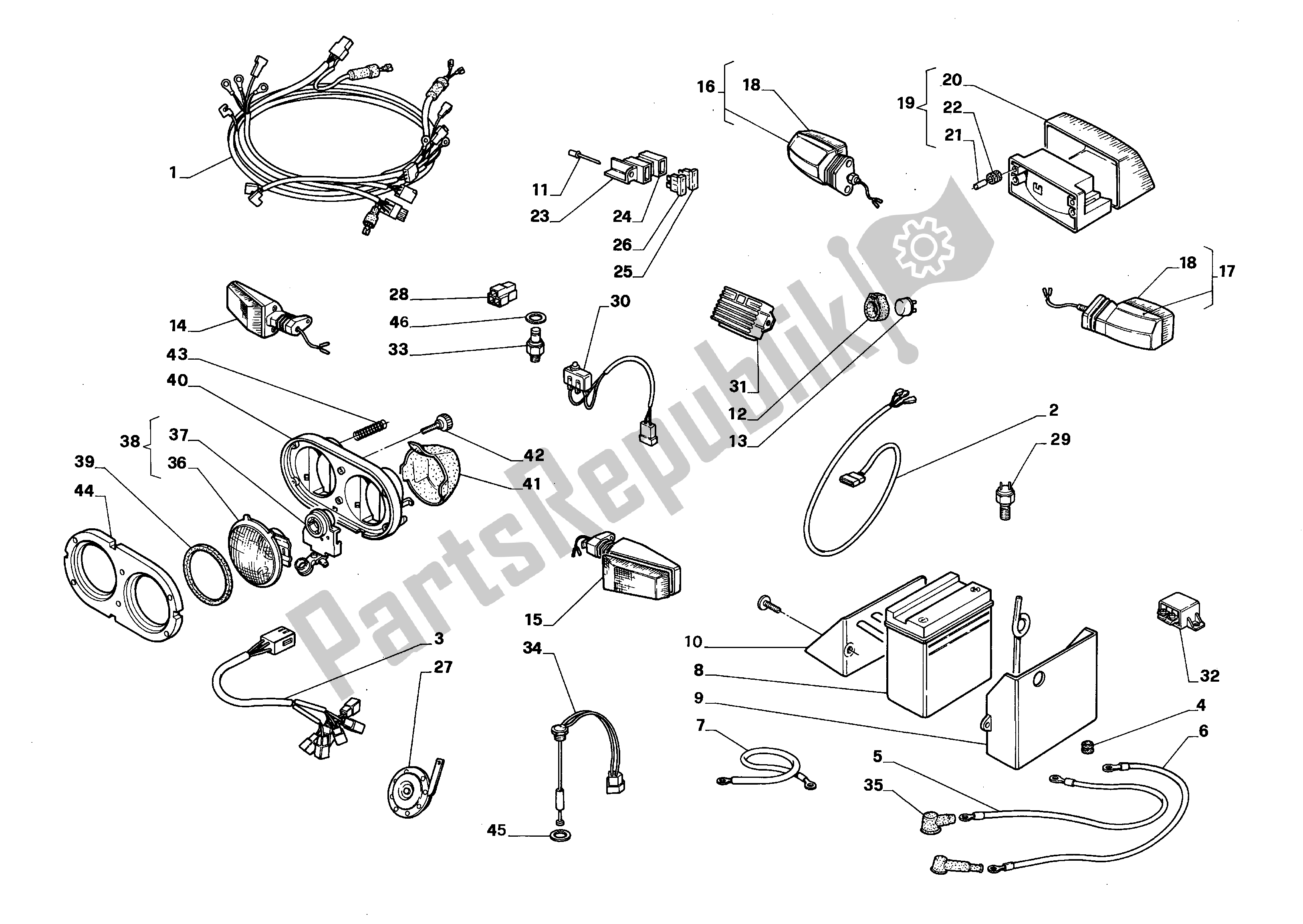 Todas las partes para Sistema Eléctrico de Aprilia Tuareg 600 1988