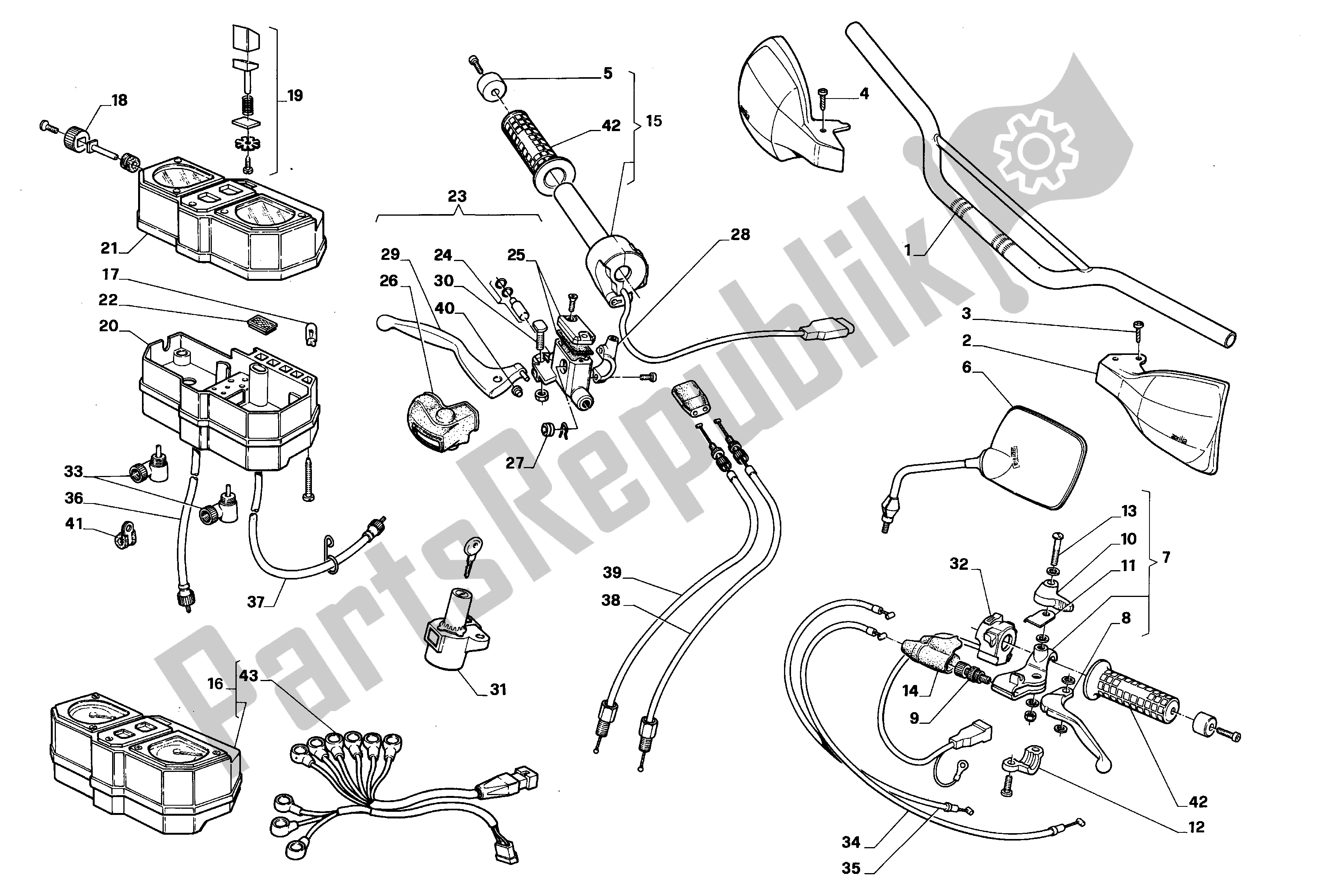 Toutes les pièces pour le Poignées Et Commandes du Aprilia Tuareg 600 1988