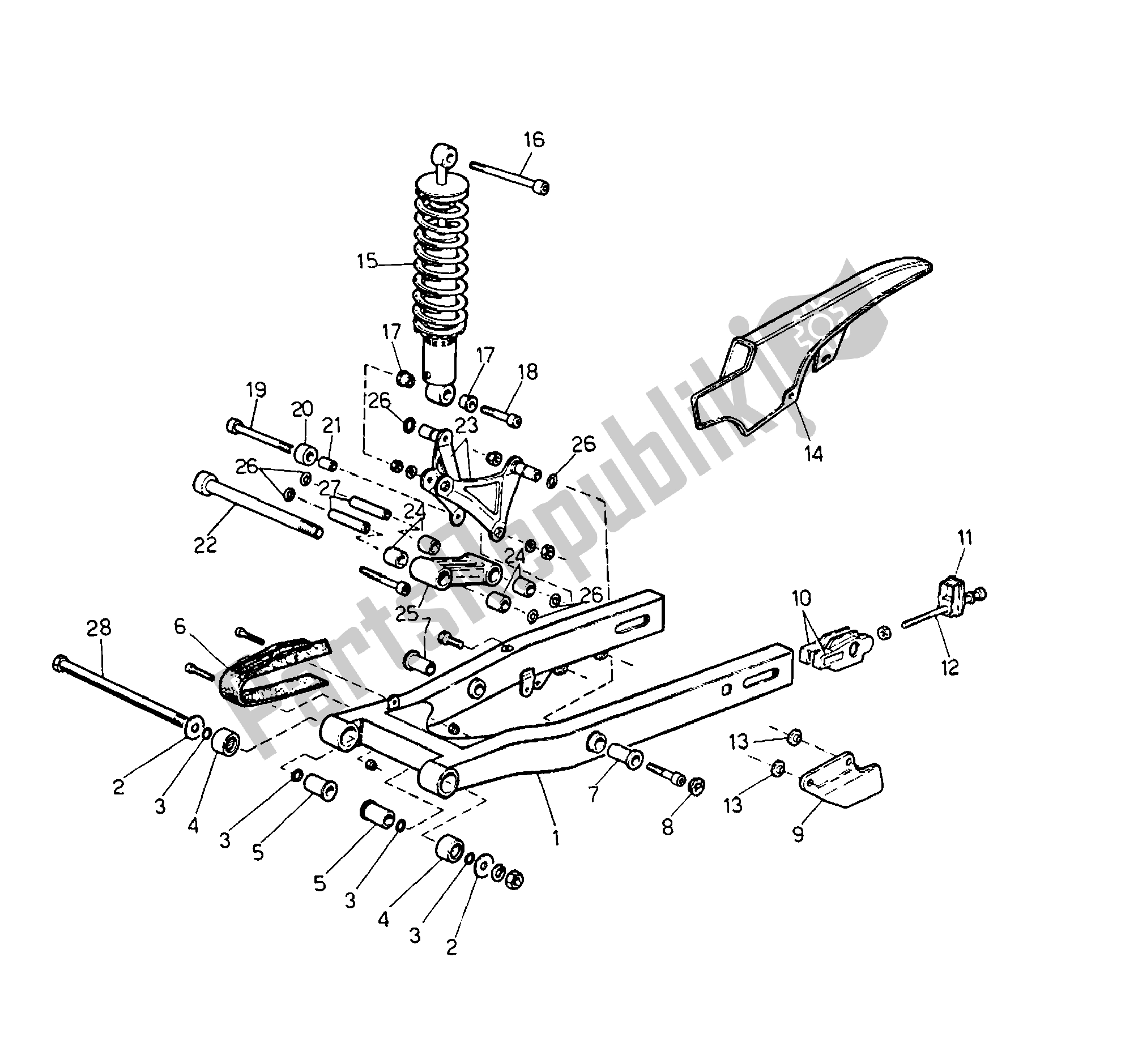 Toutes les pièces pour le Fourche Et Suspension Arrière du Aprilia Tuareg 125 1987