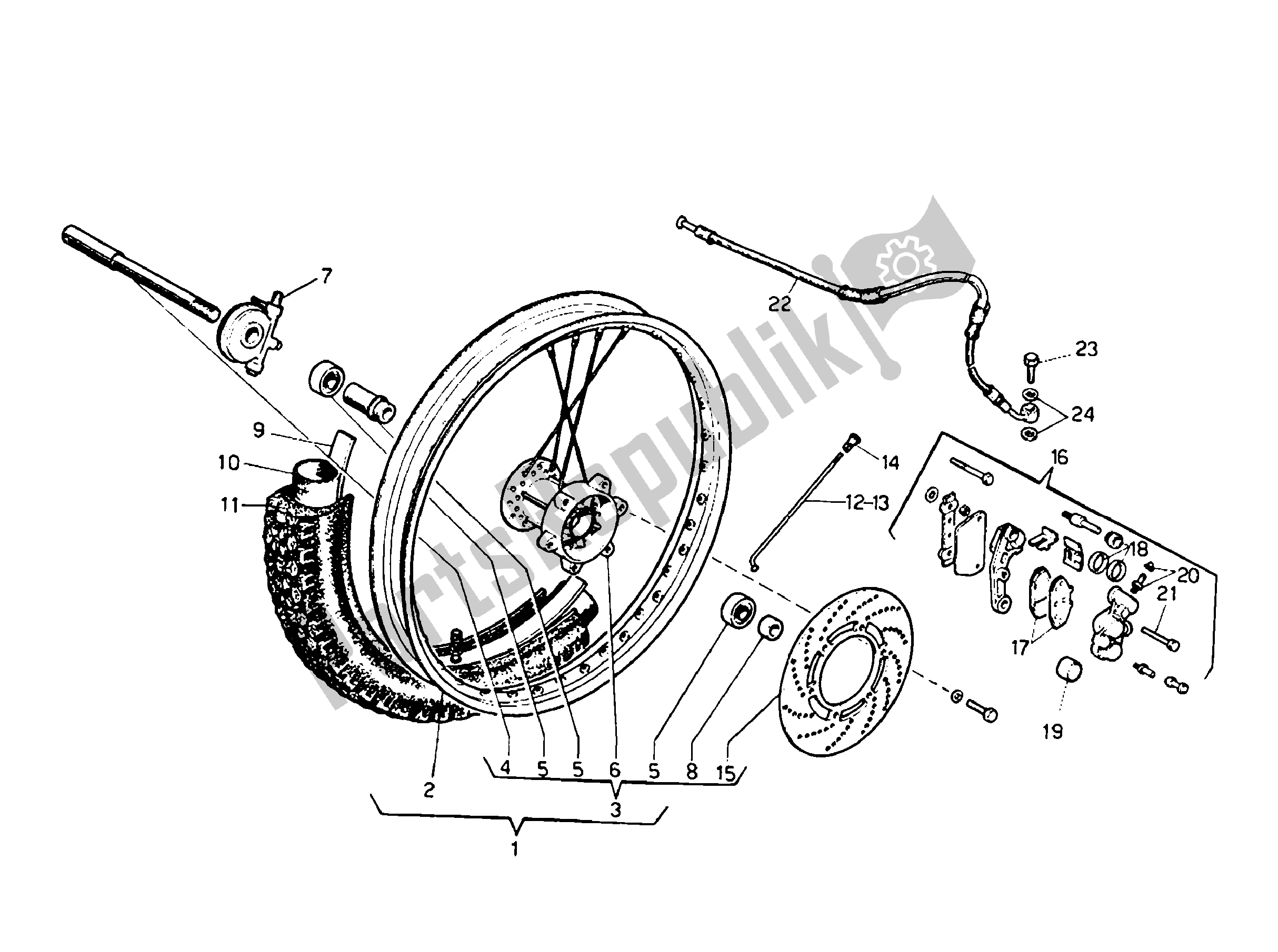 Wszystkie części do Przednie Ko? O Aprilia Tuareg 125 1987