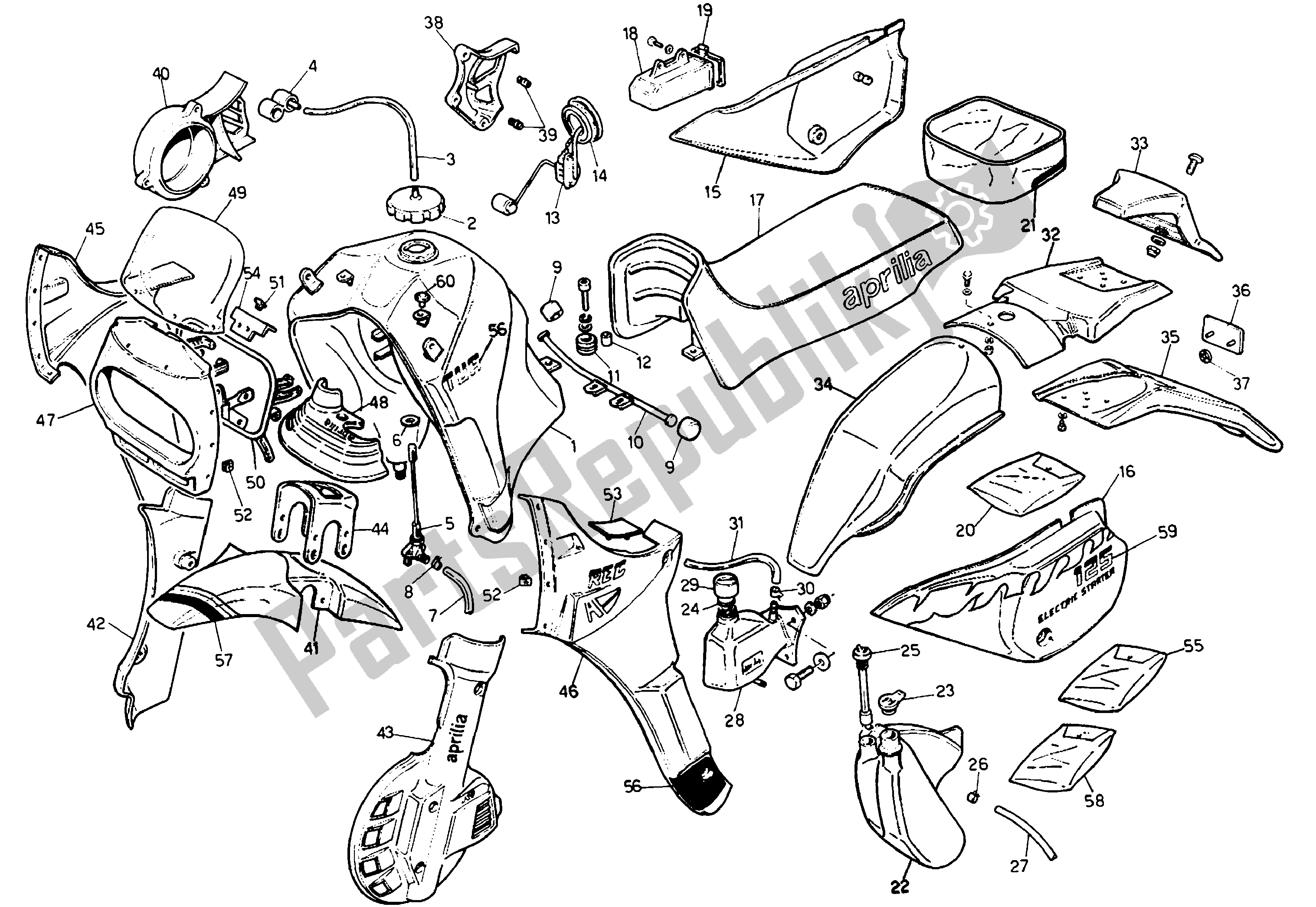 Tutte le parti per il Corpo del Aprilia Tuareg 125 1987