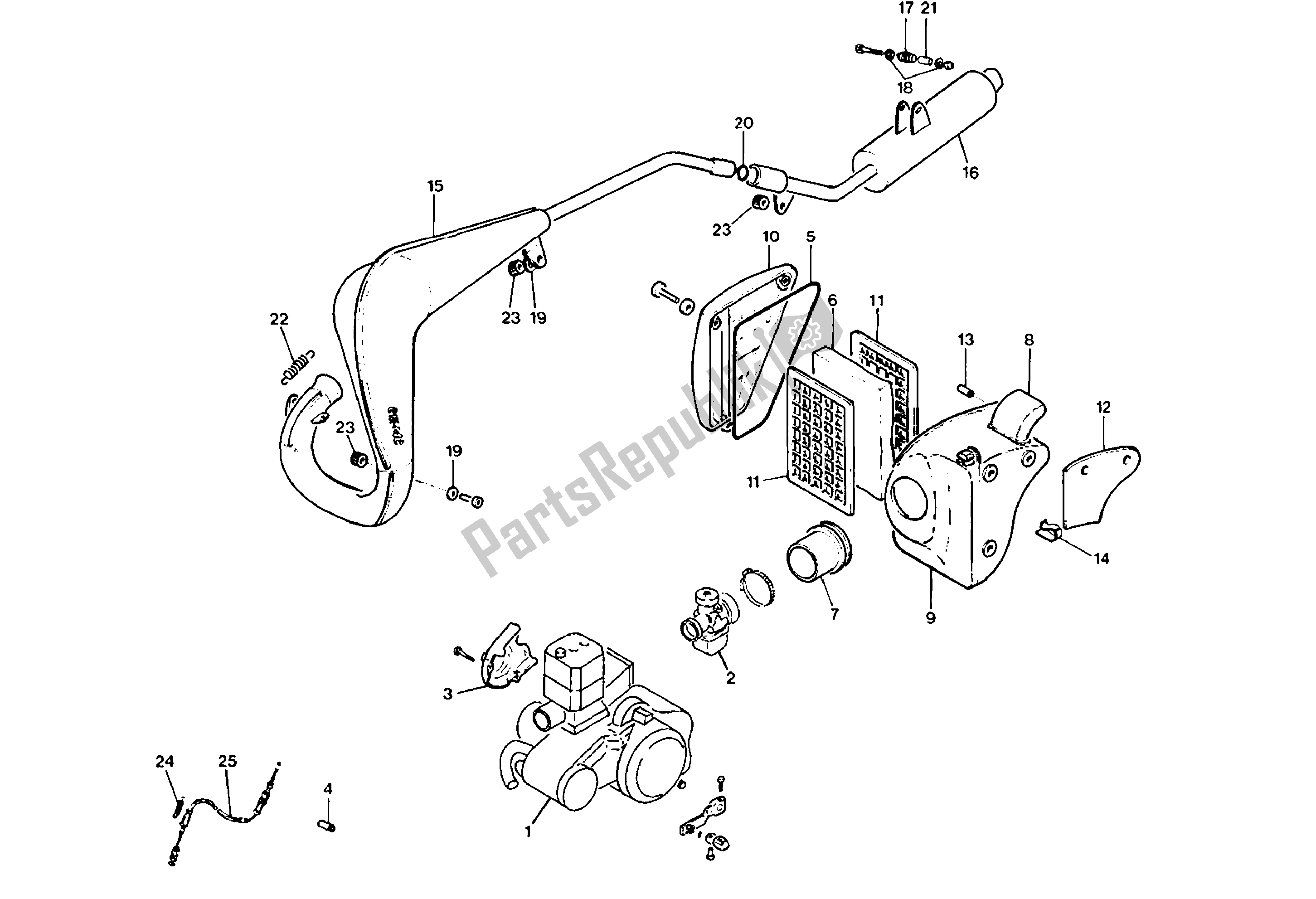 Toutes les pièces pour le Ensemble D'échappement du Aprilia Tuareg 125 1988