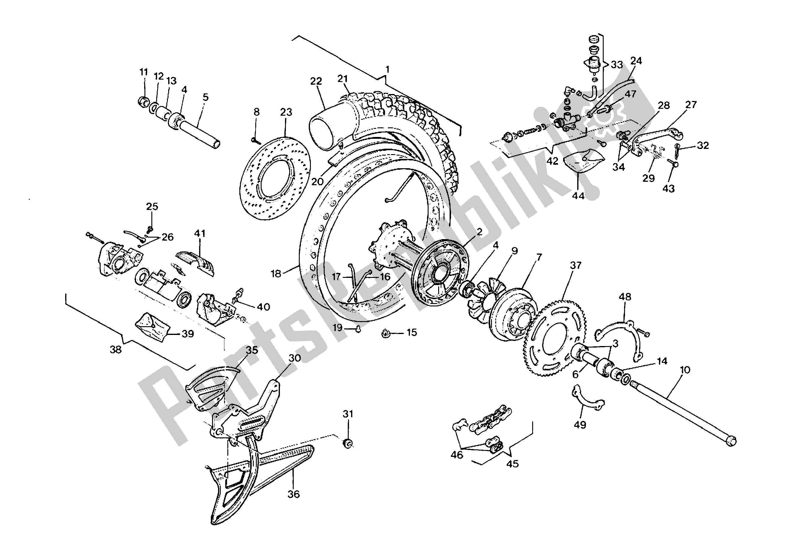 Toutes les pièces pour le Roue Arrière du Aprilia Tuareg 125 1988