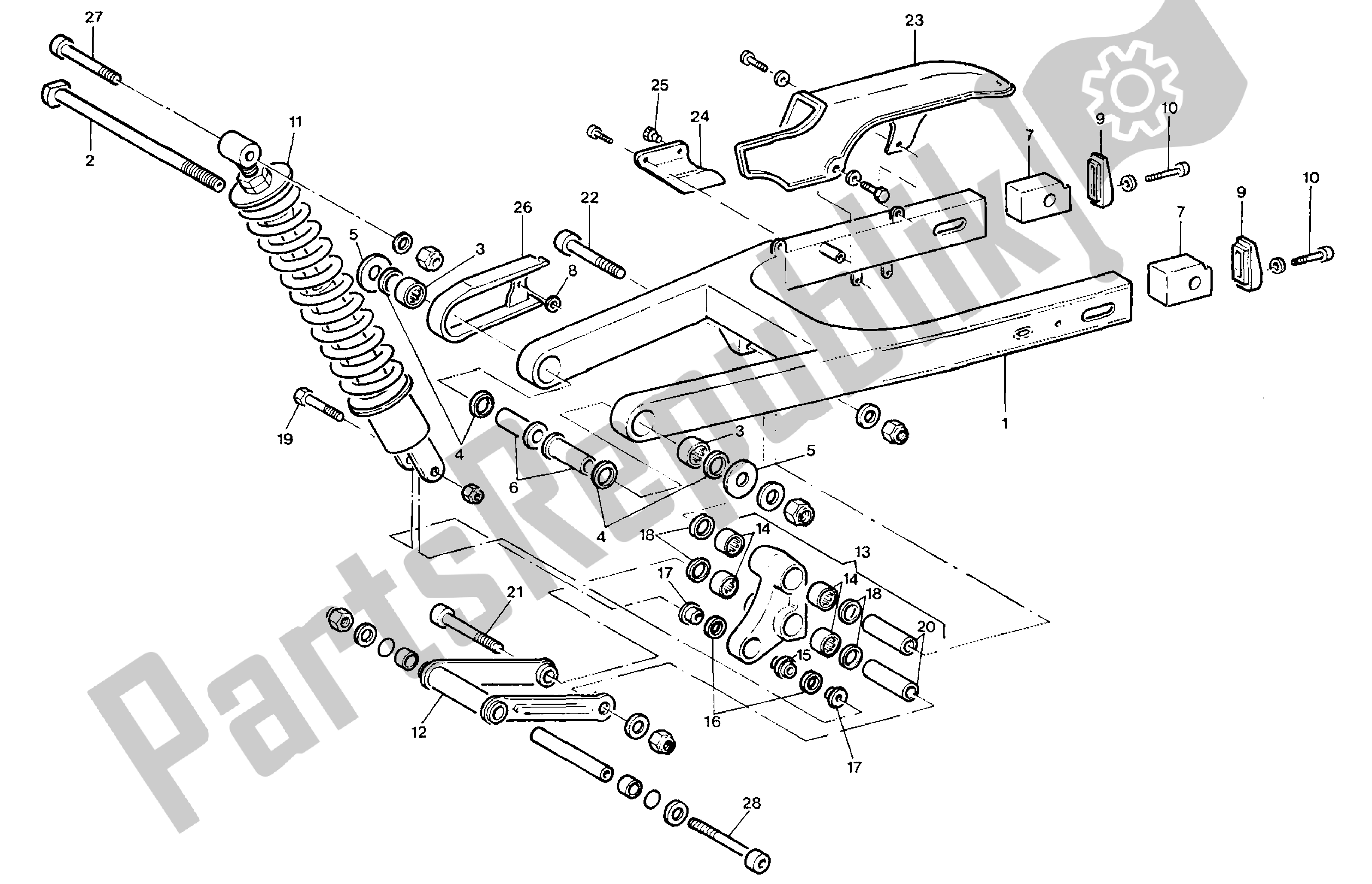 Toutes les pièces pour le Fourche Et Suspension Arrière du Aprilia Tuareg 125 1988