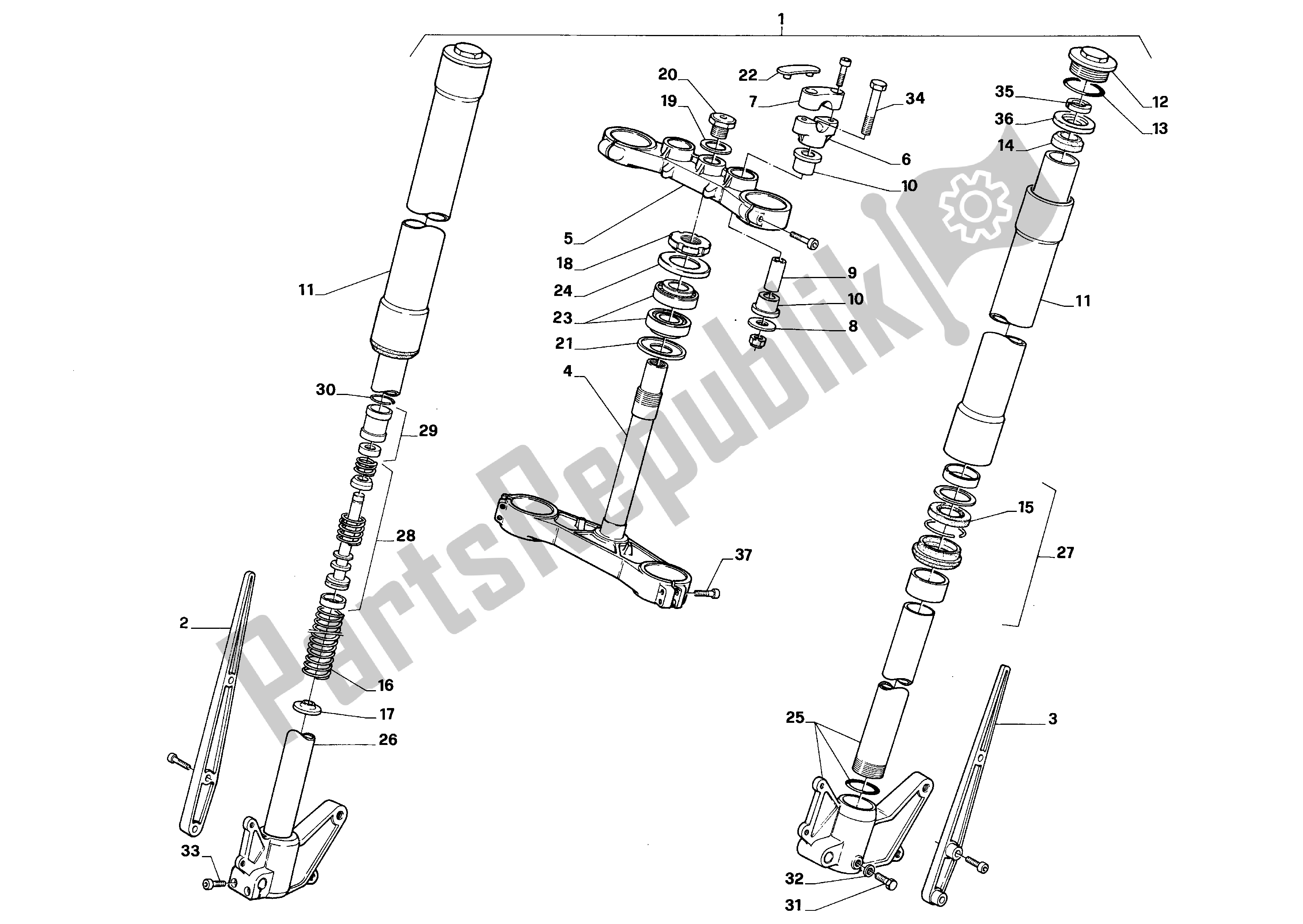 Todas las partes para Tenedor Frontal de Aprilia Tuareg 600 1989 - 1990