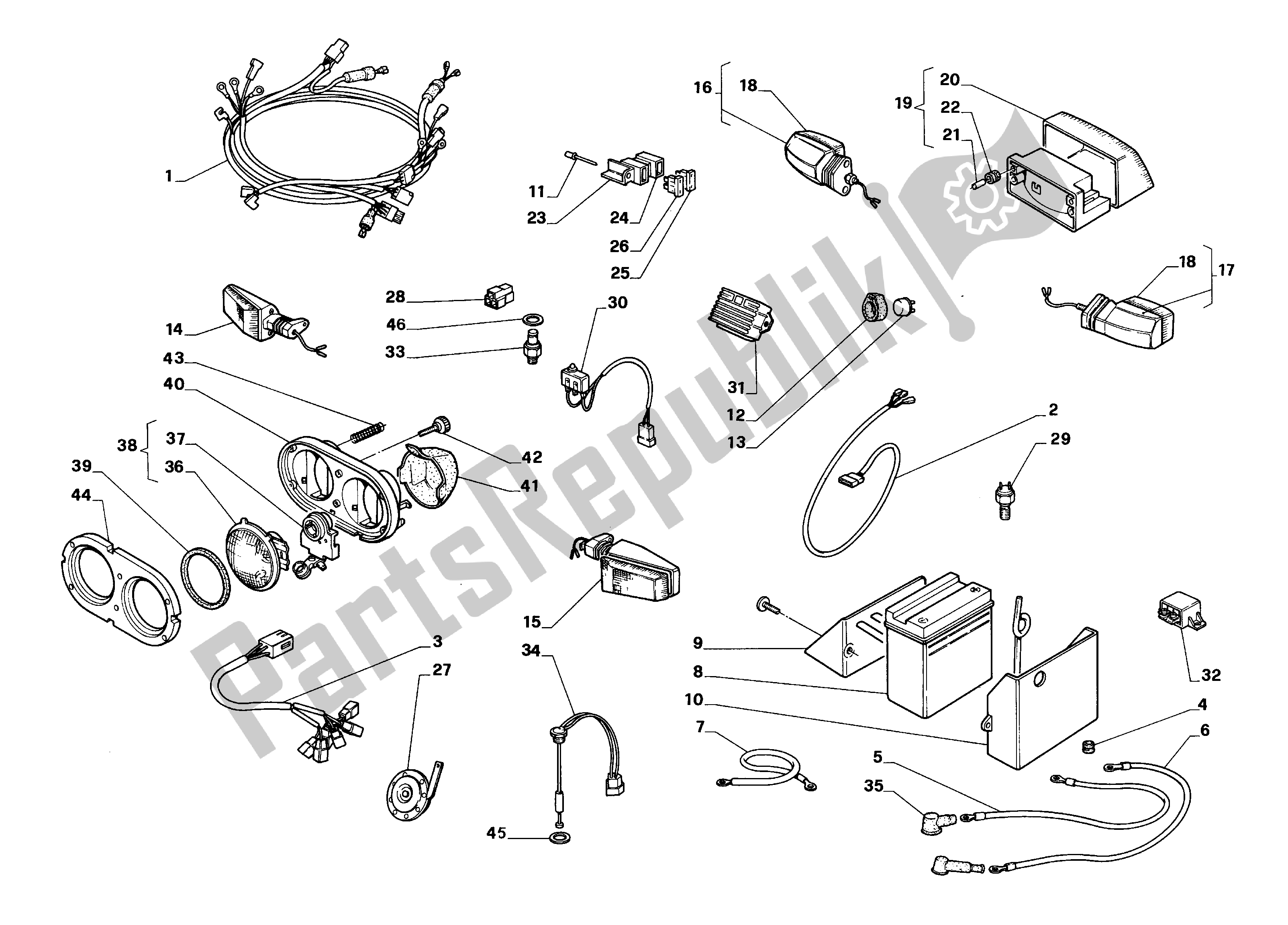 All parts for the Electrical System of the Aprilia Tuareg 600 1989 - 1990