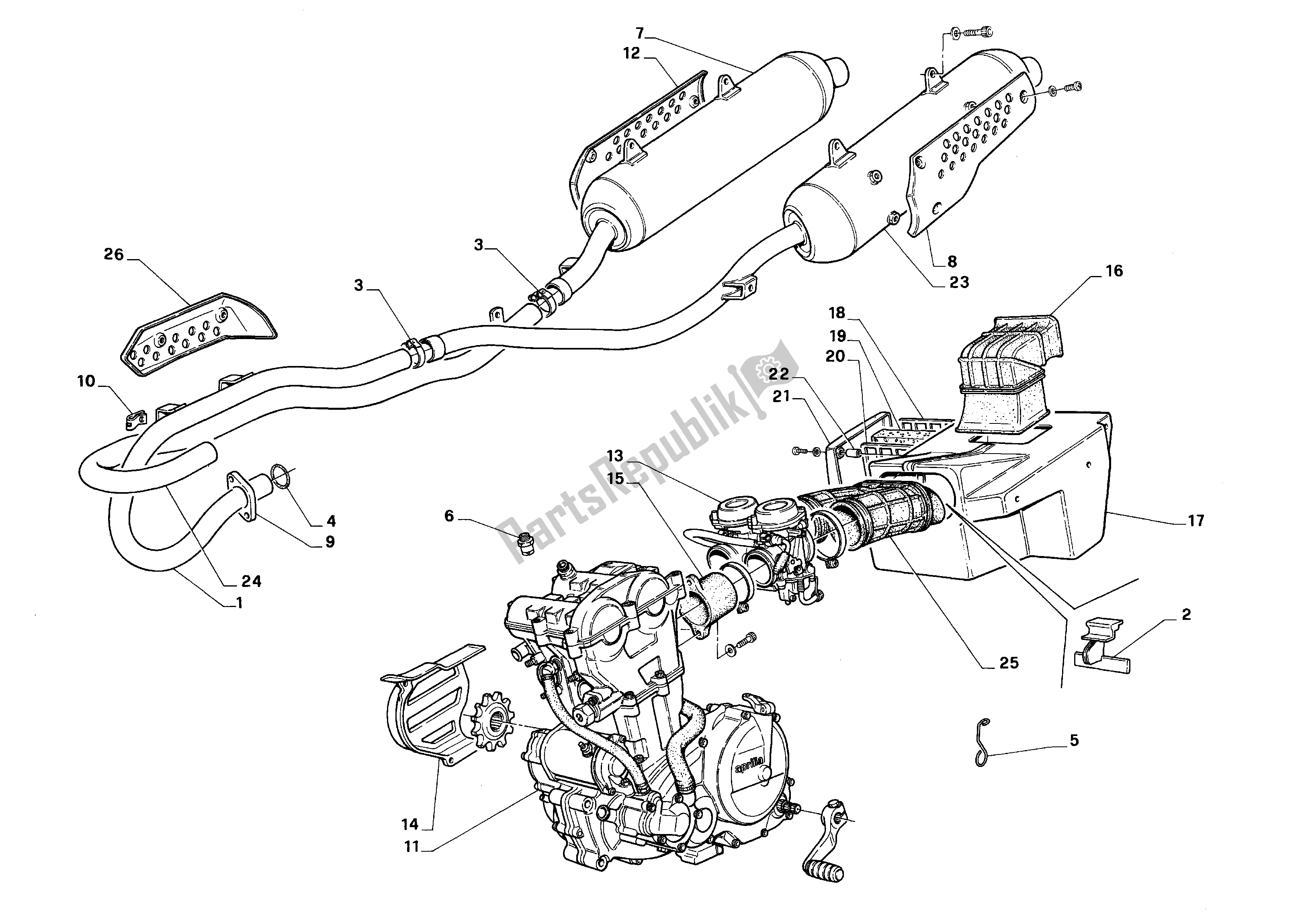 Tutte le parti per il Gruppo Scarico del Aprilia Pegaso 650 1992