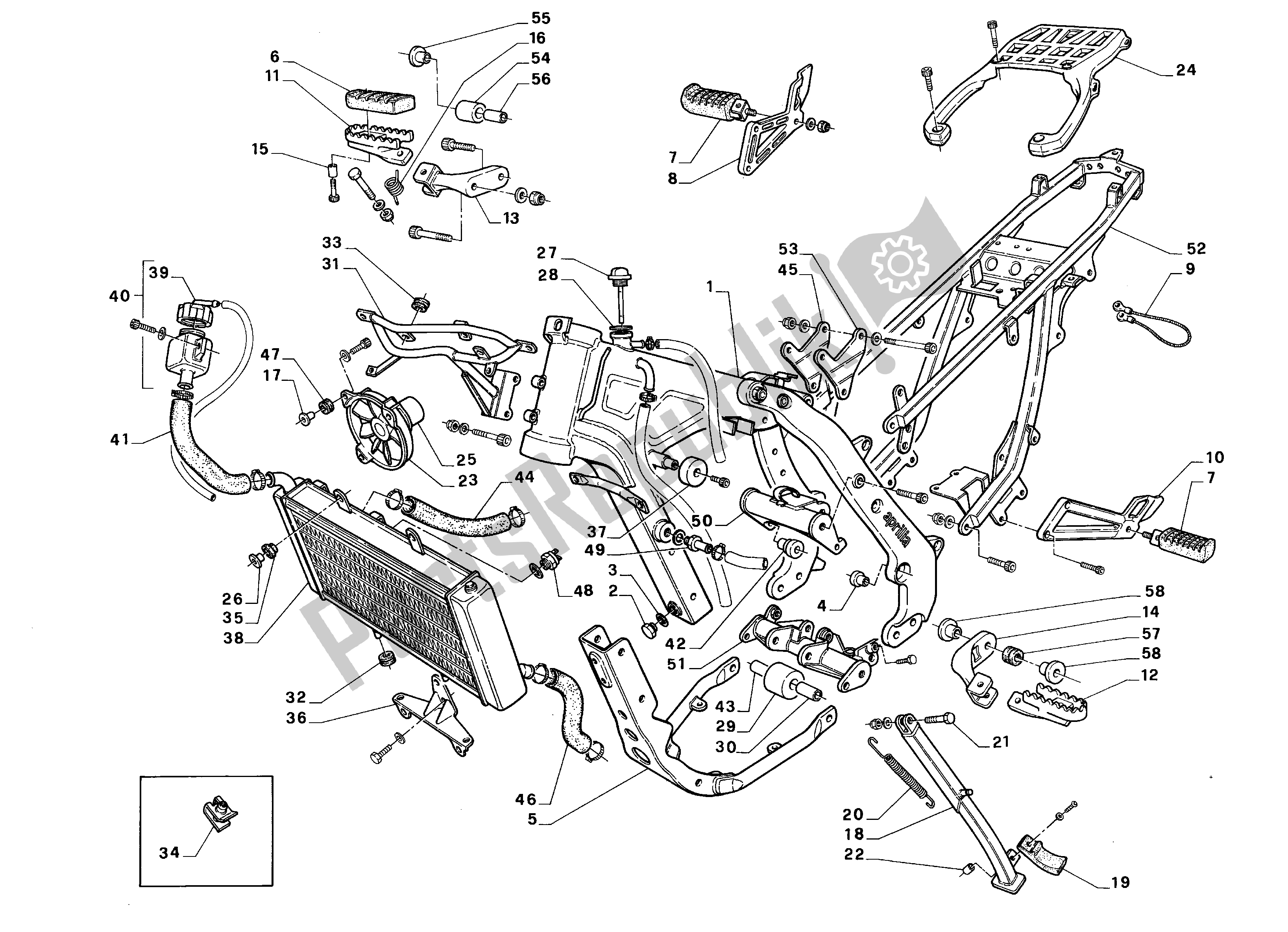 All parts for the Frame of the Aprilia Pegaso 650 1992