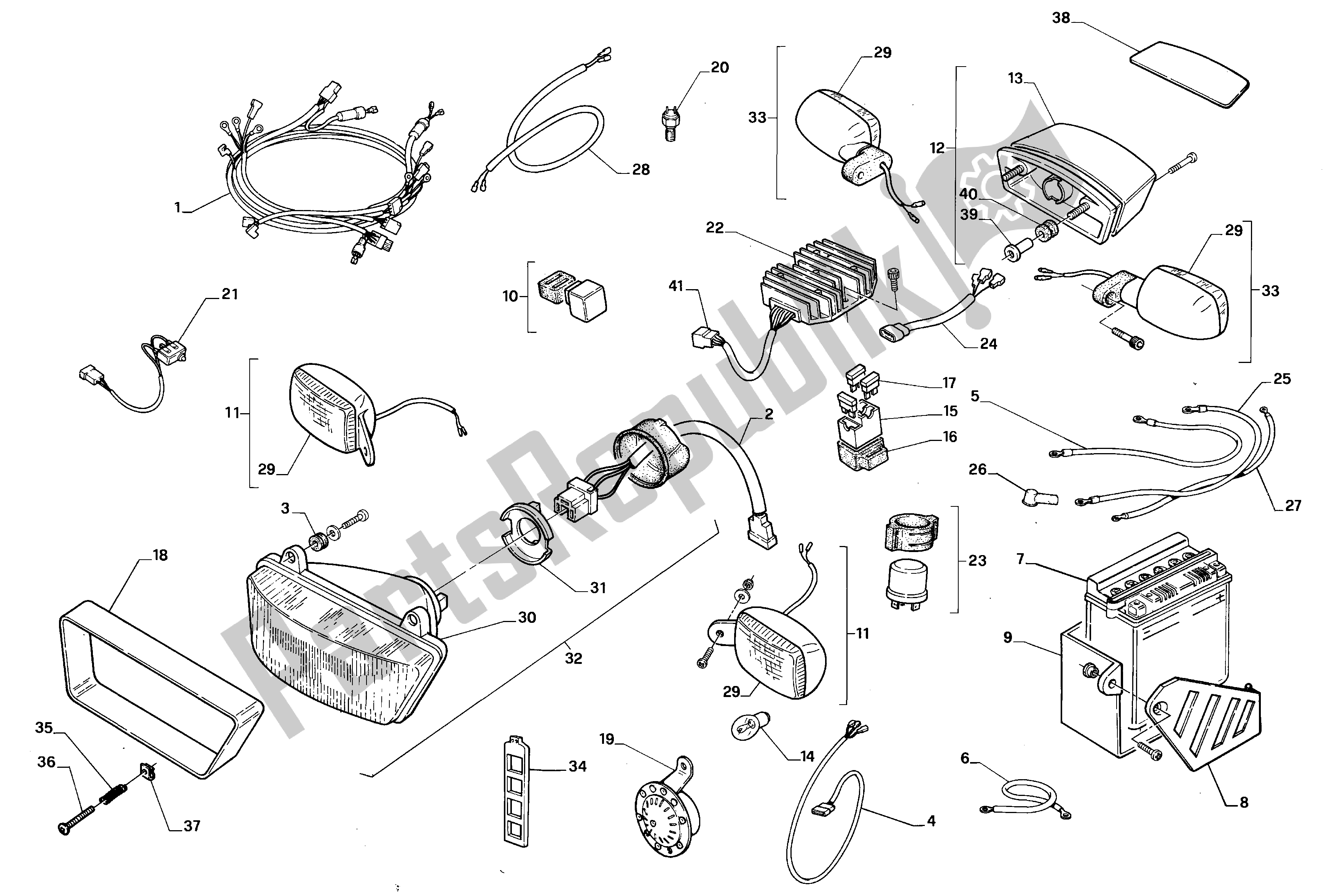 Todas las partes para Sistema Eléctrico de Aprilia Pegaso 650 1992