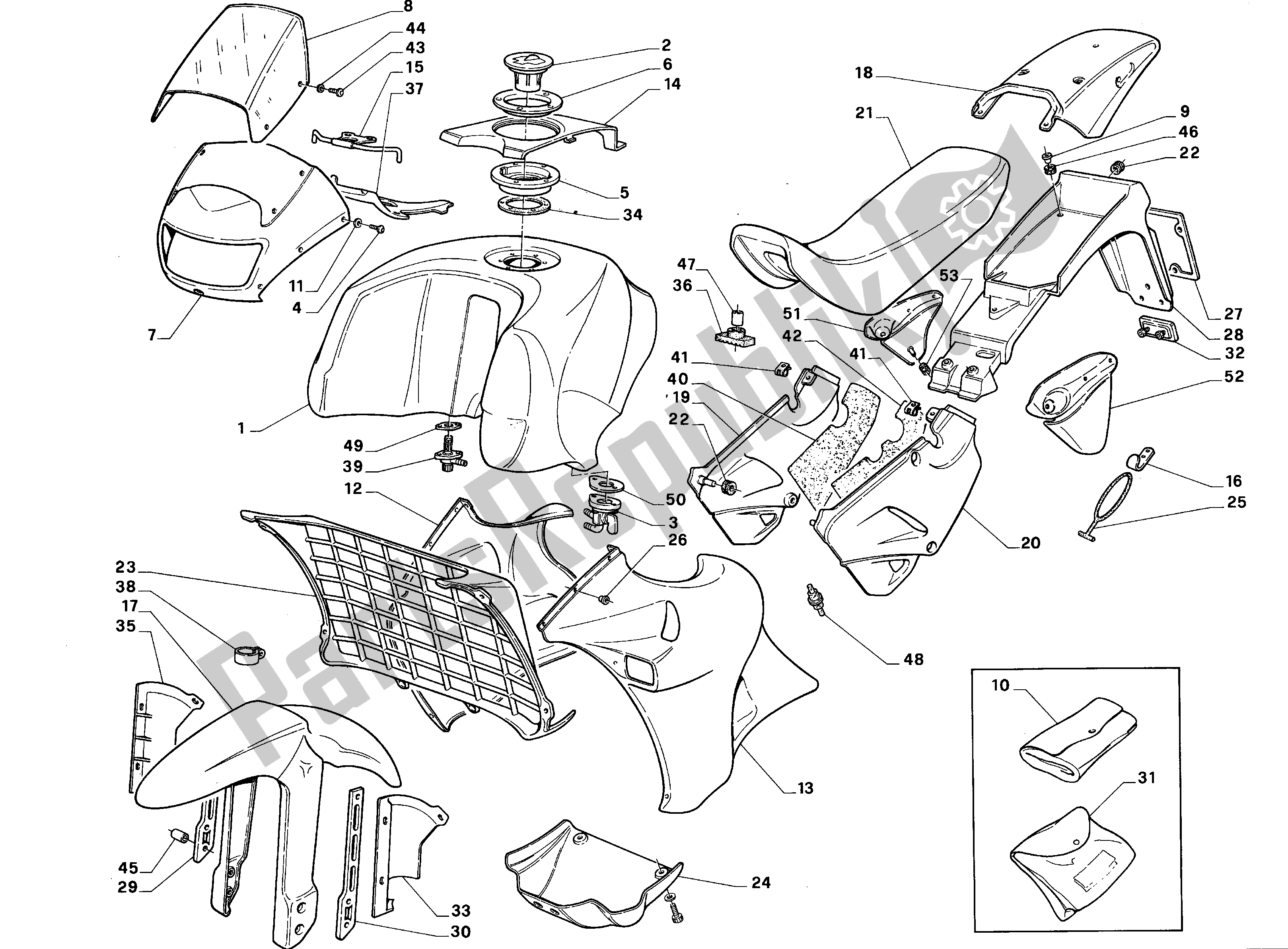 Tutte le parti per il Corpo del Aprilia Pegaso 650 1992