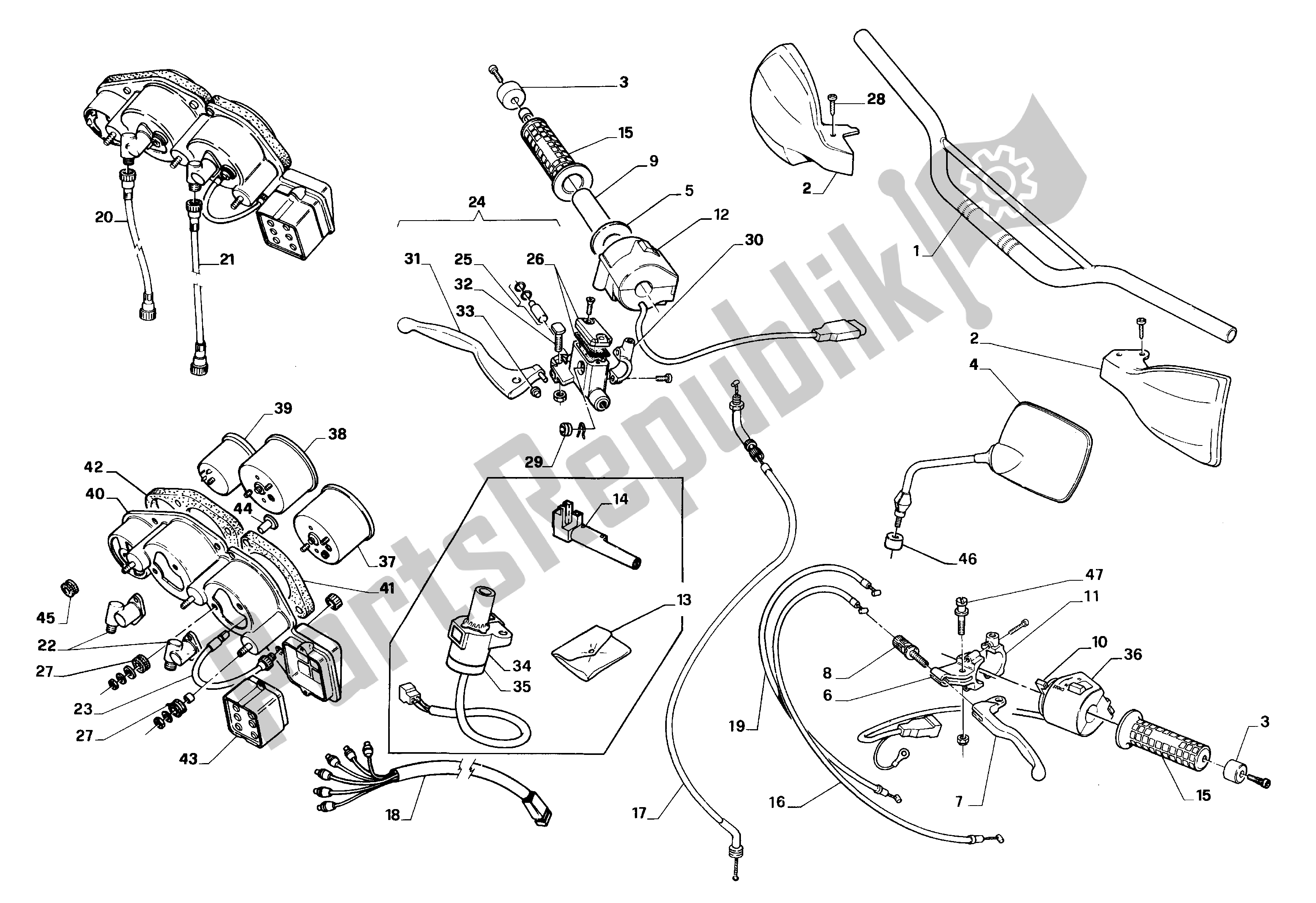 All parts for the Handle Bars And Commands of the Aprilia Pegaso 650 1992