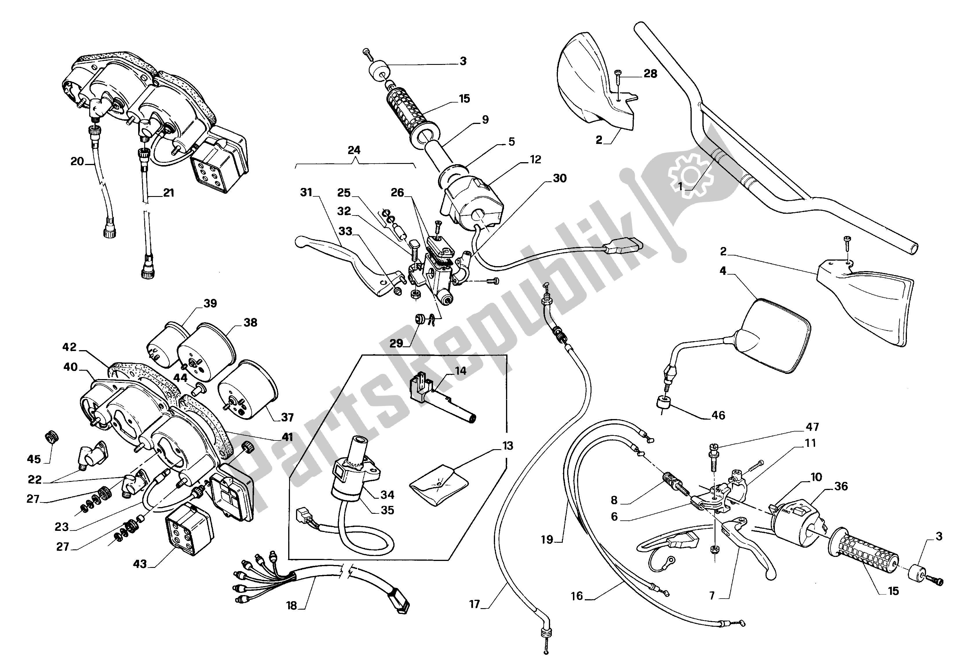 Todas as partes de Guidão E Comandos do Aprilia Pegaso 650 1992