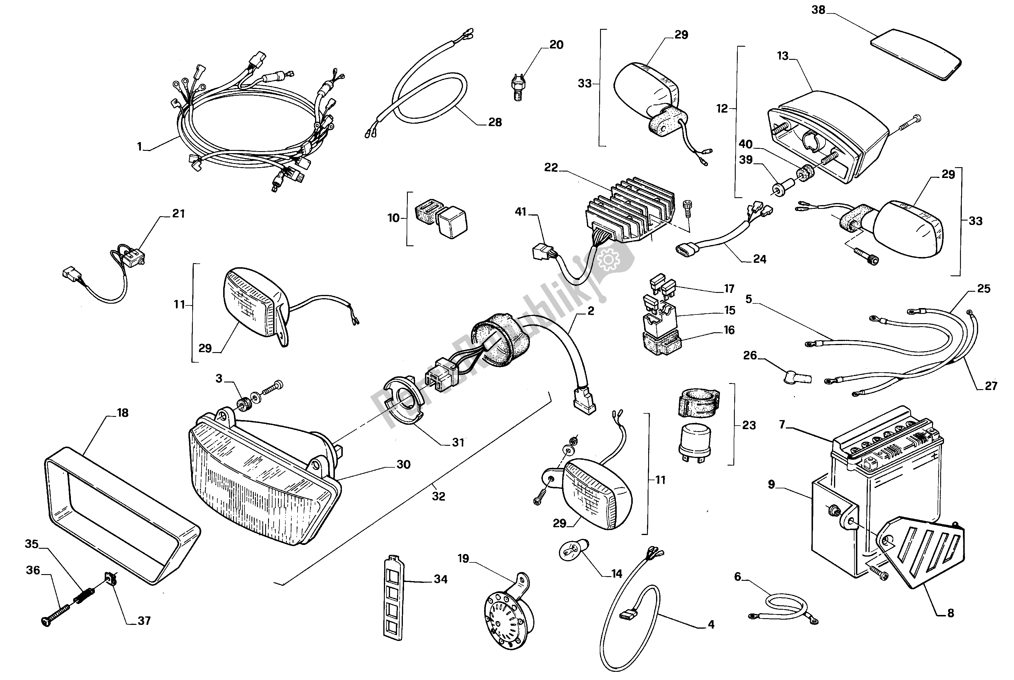 All parts for the Electrical System of the Aprilia Pegaso 650 1992 - 1996