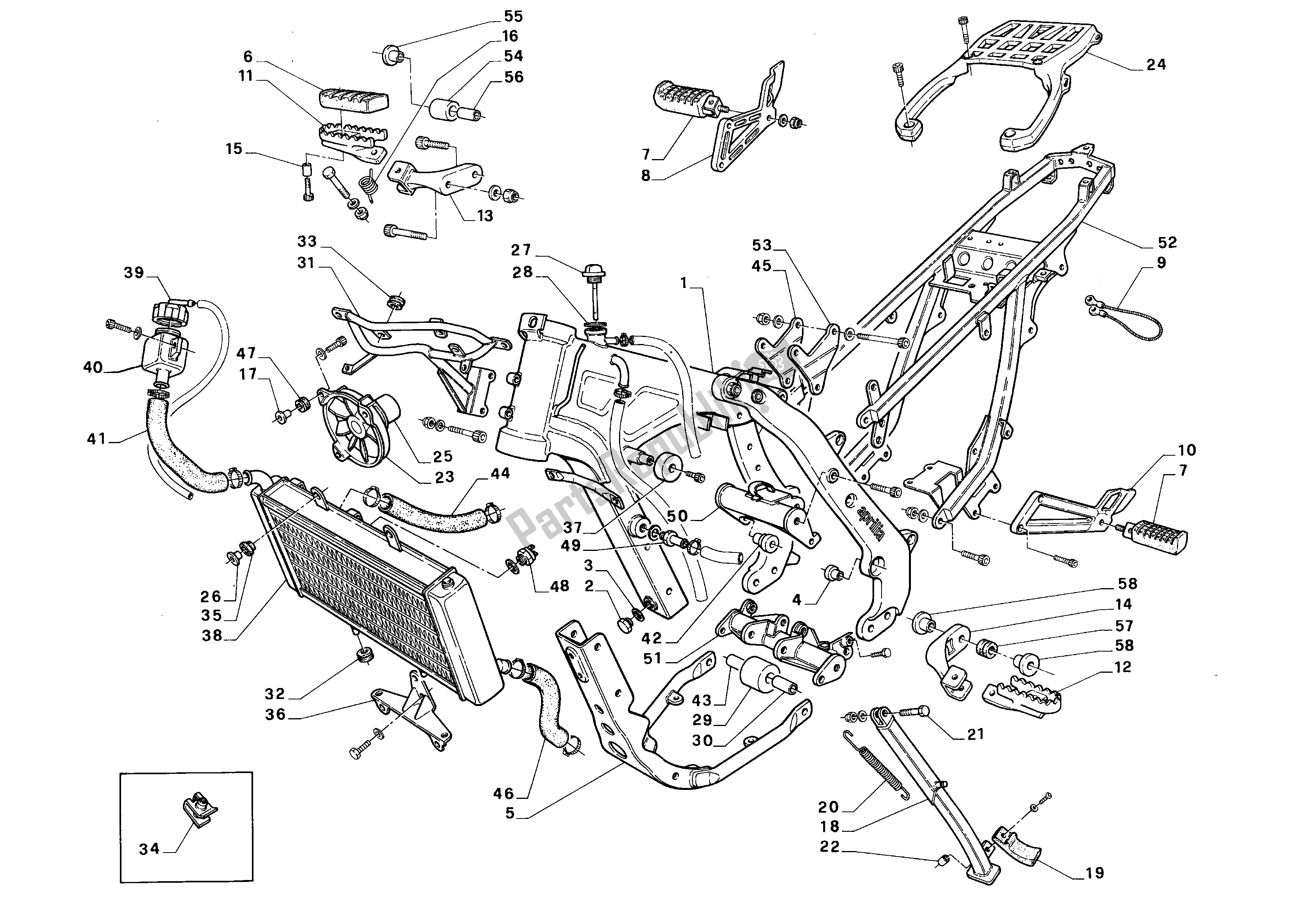 Alle onderdelen voor de Kader van de Aprilia Pegaso 650 1992 - 1996