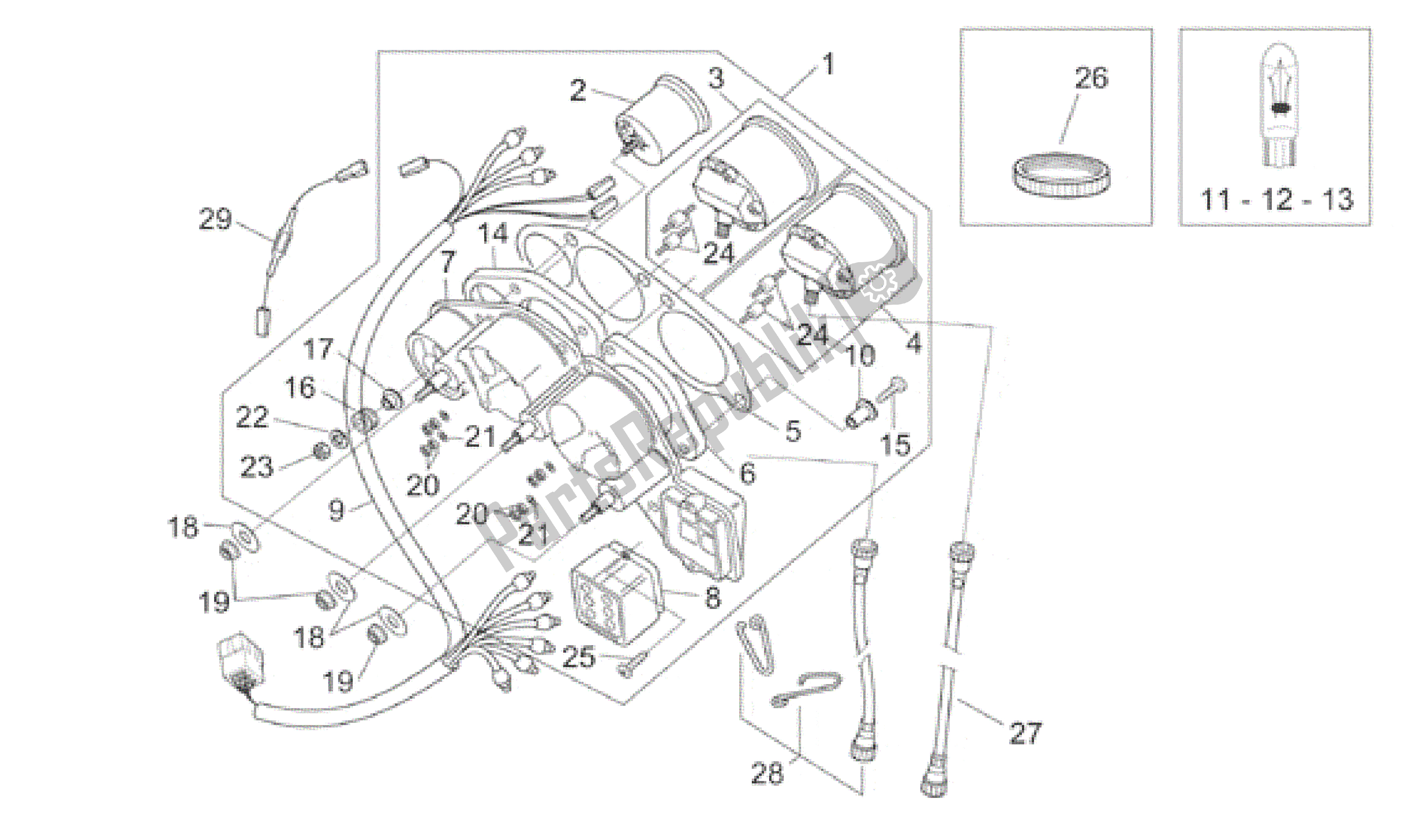 Alle onderdelen voor de Dashboard van de Aprilia Pegaso 650 1997 - 2000