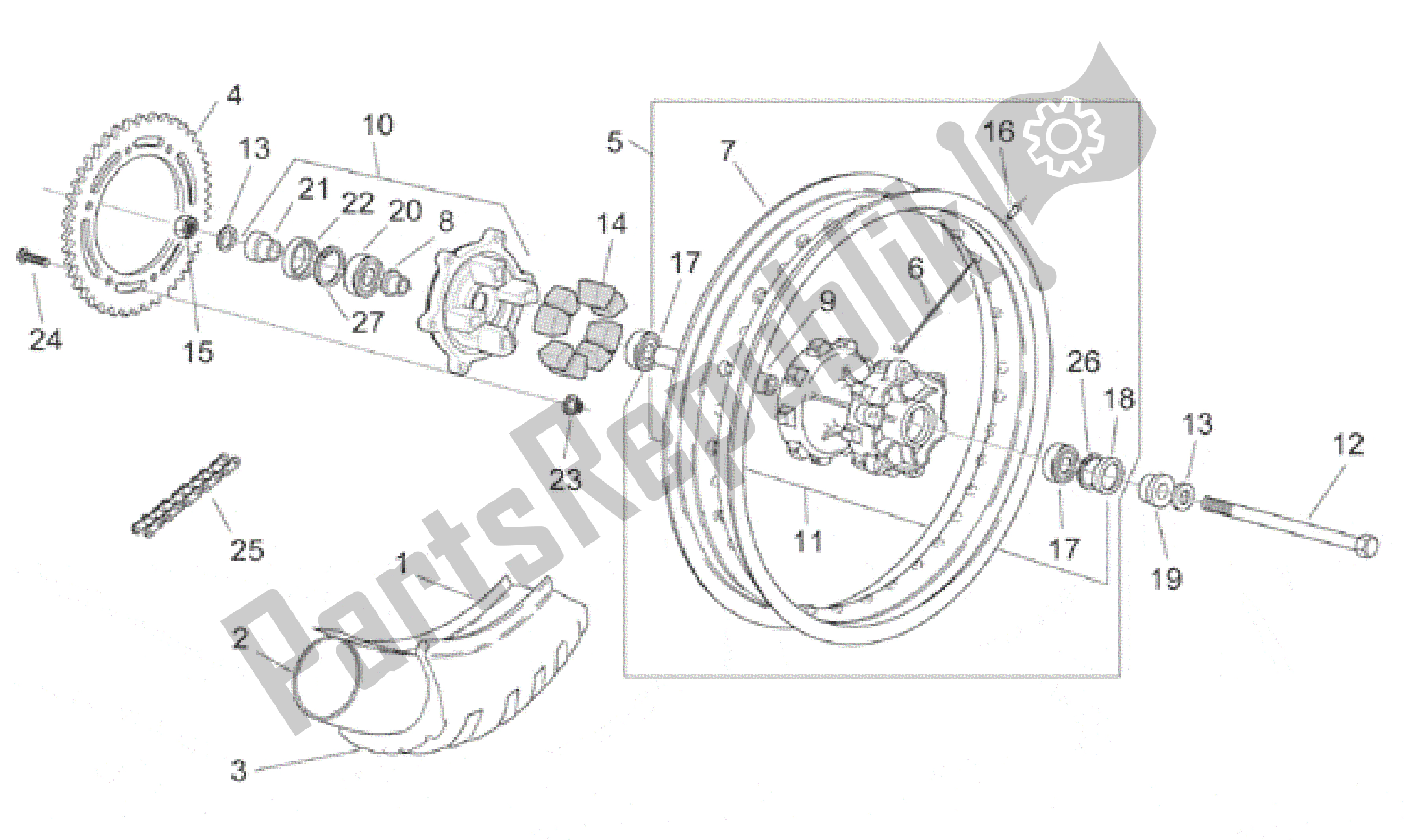 All parts for the Rear Wheel of the Aprilia Pegaso 650 1997 - 2000