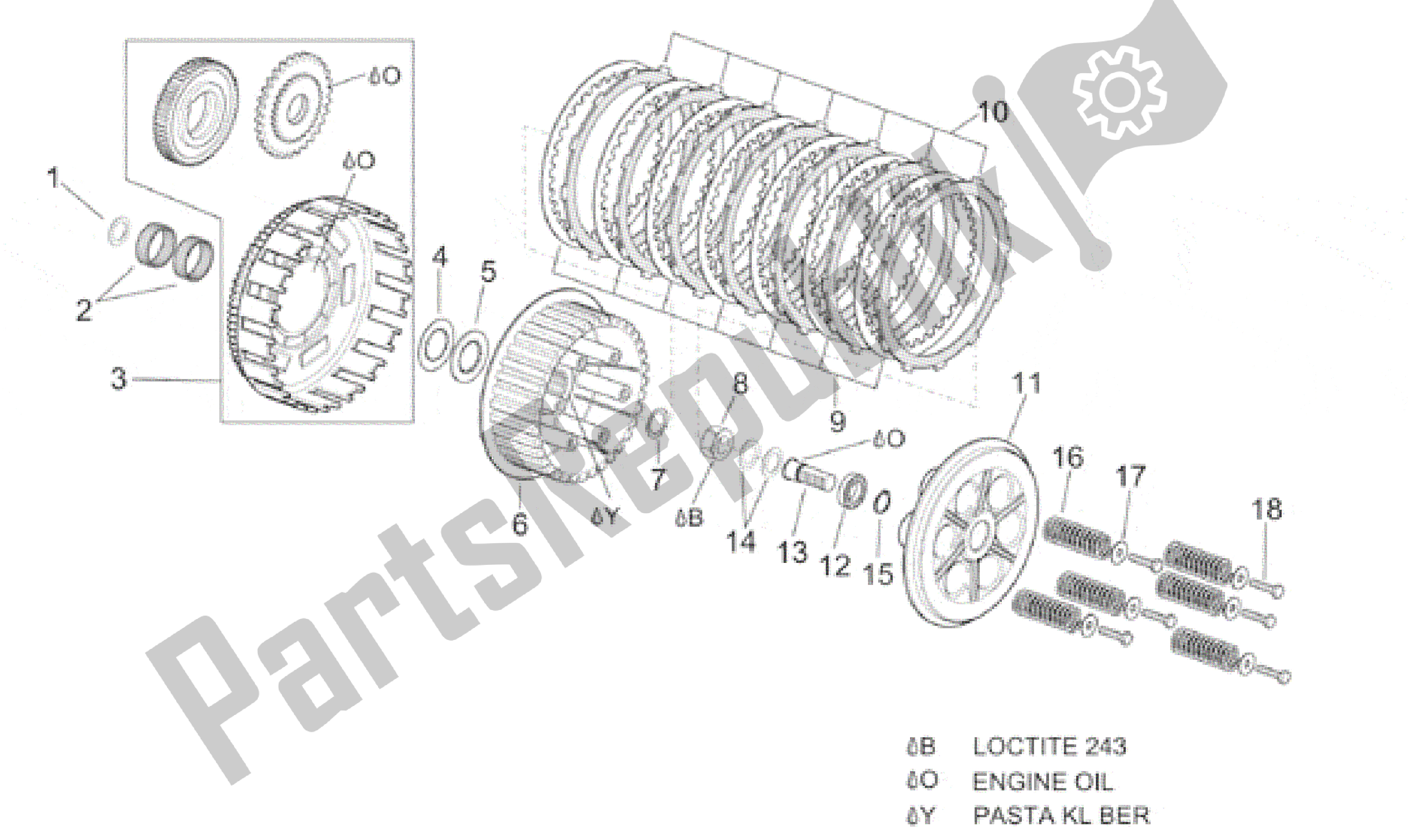 All parts for the Clutch of the Aprilia Pegaso 650 1997 - 2000