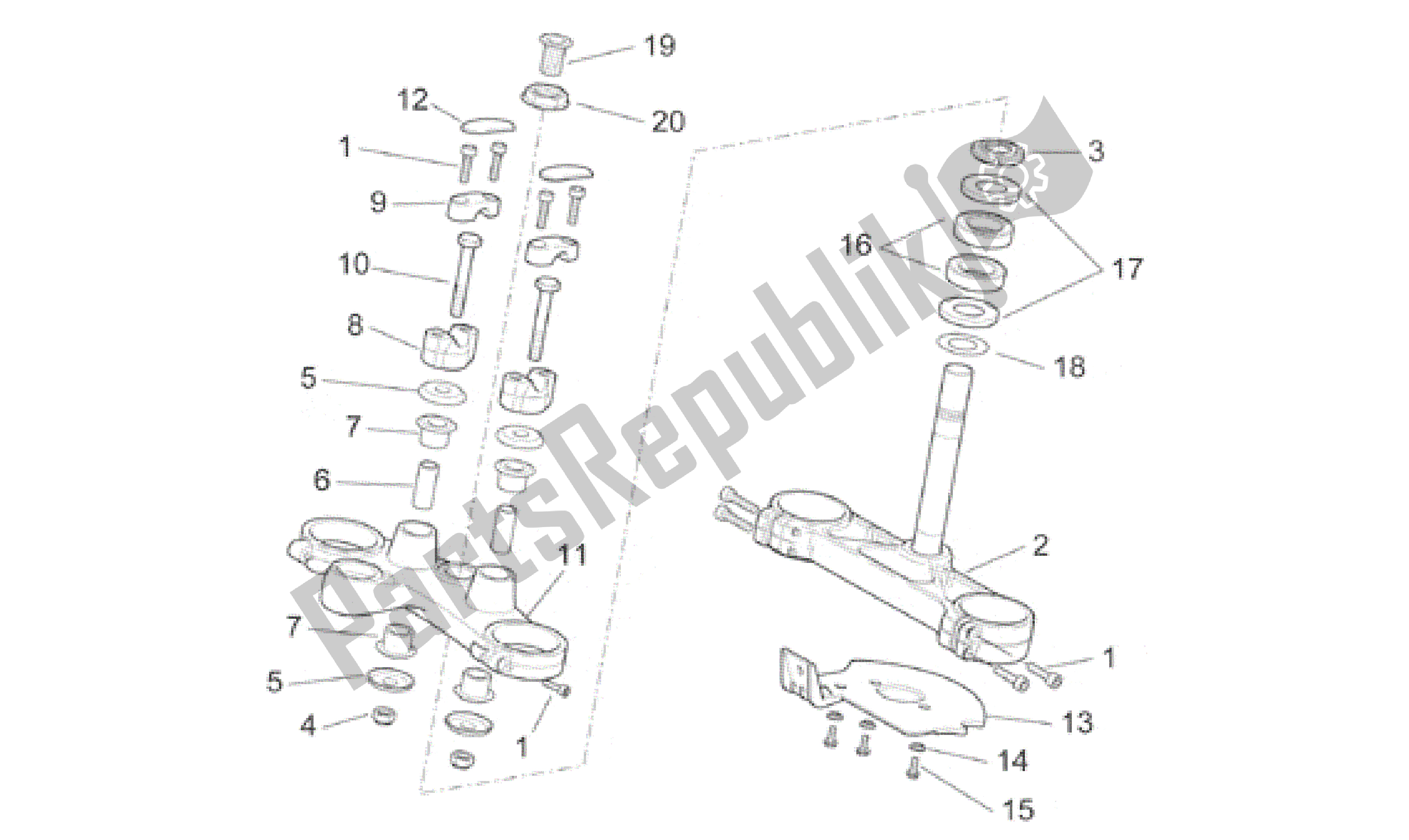 Todas as partes de Direção do Aprilia Pegaso 650 1997 - 2000