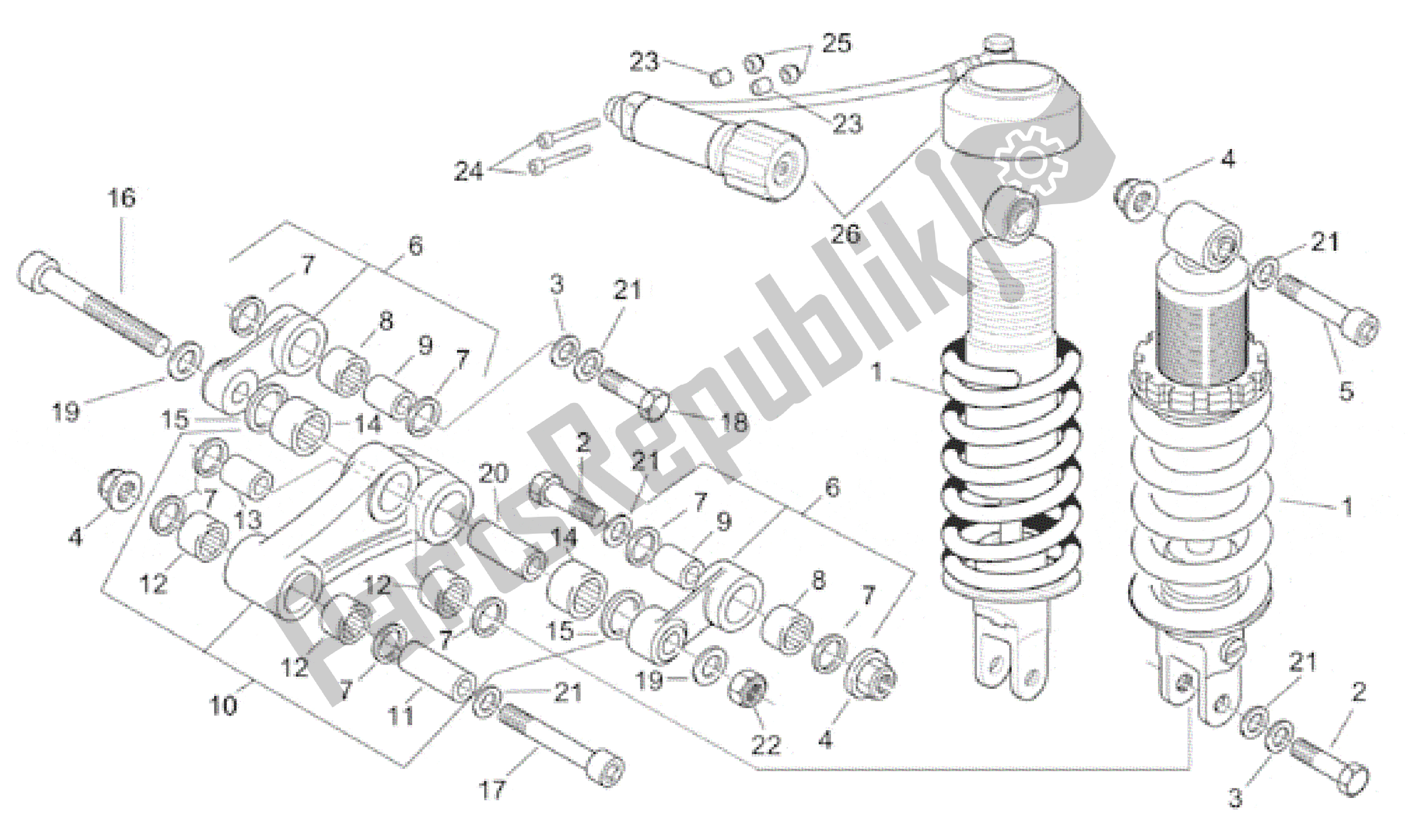 All parts for the Rear Shock Absorber of the Aprilia Pegaso 650 1997 - 2000