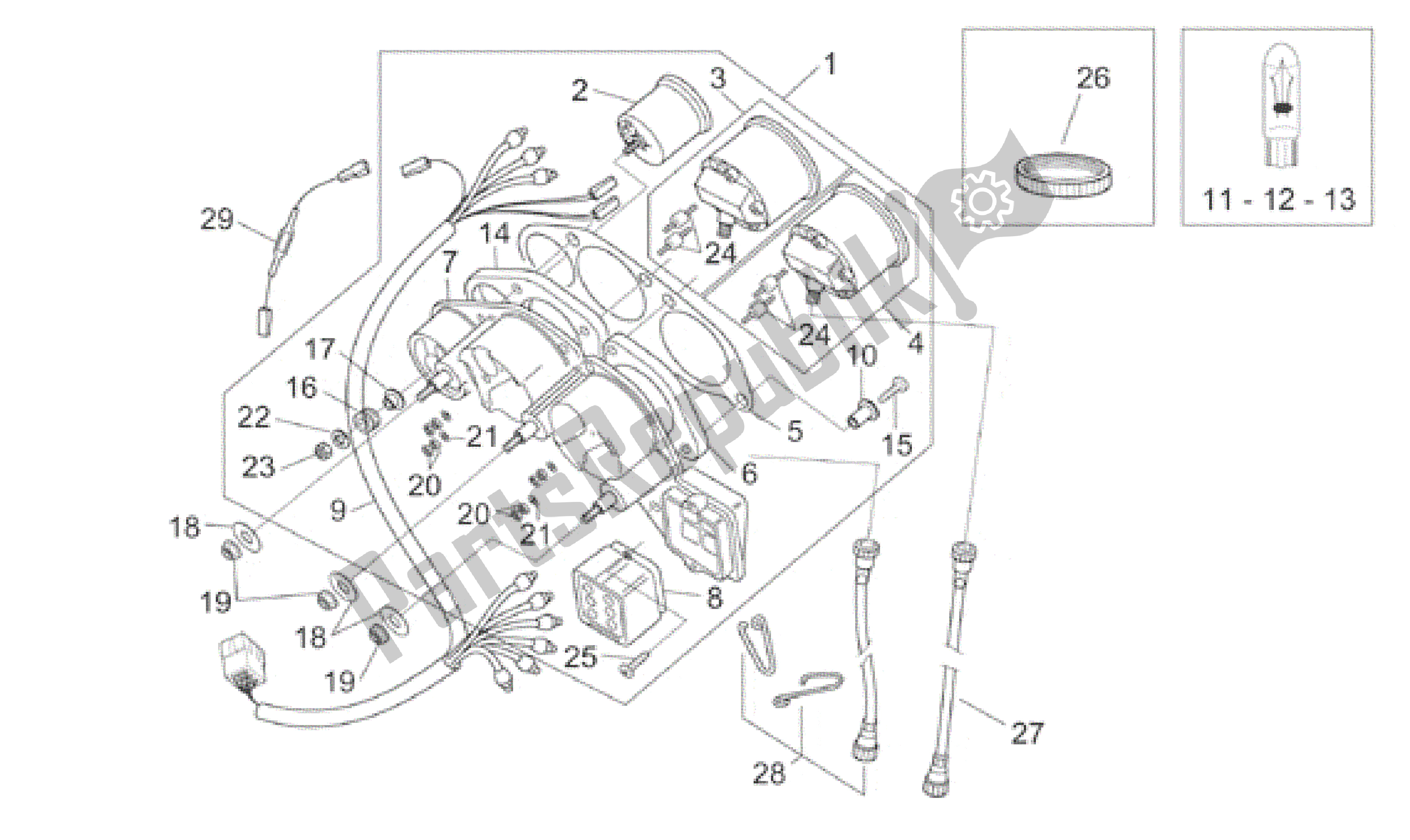 All parts for the Dashboard of the Aprilia Pegaso 650 2001